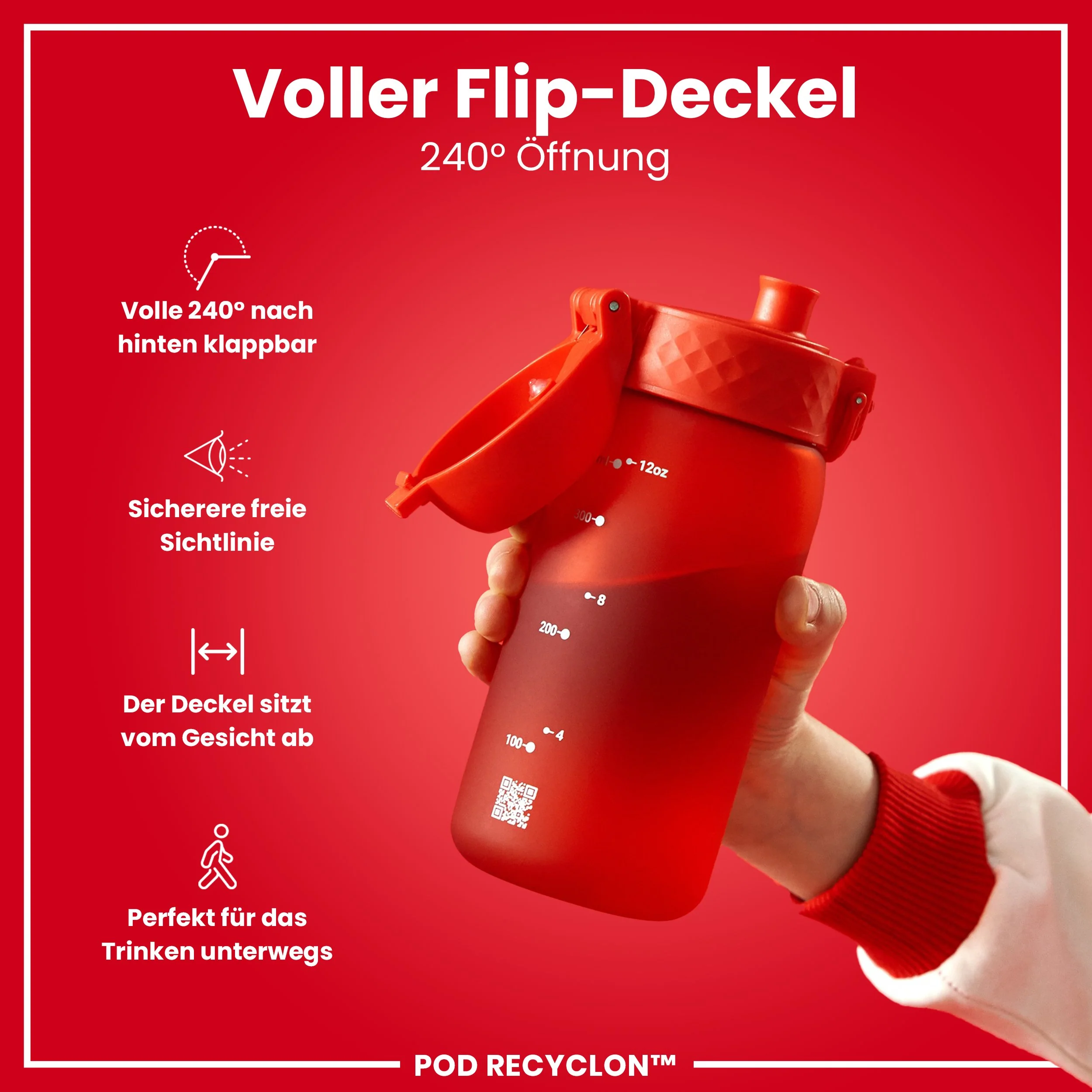 Recyclon Trinkflasche, Rot, 350 ml - Image 4