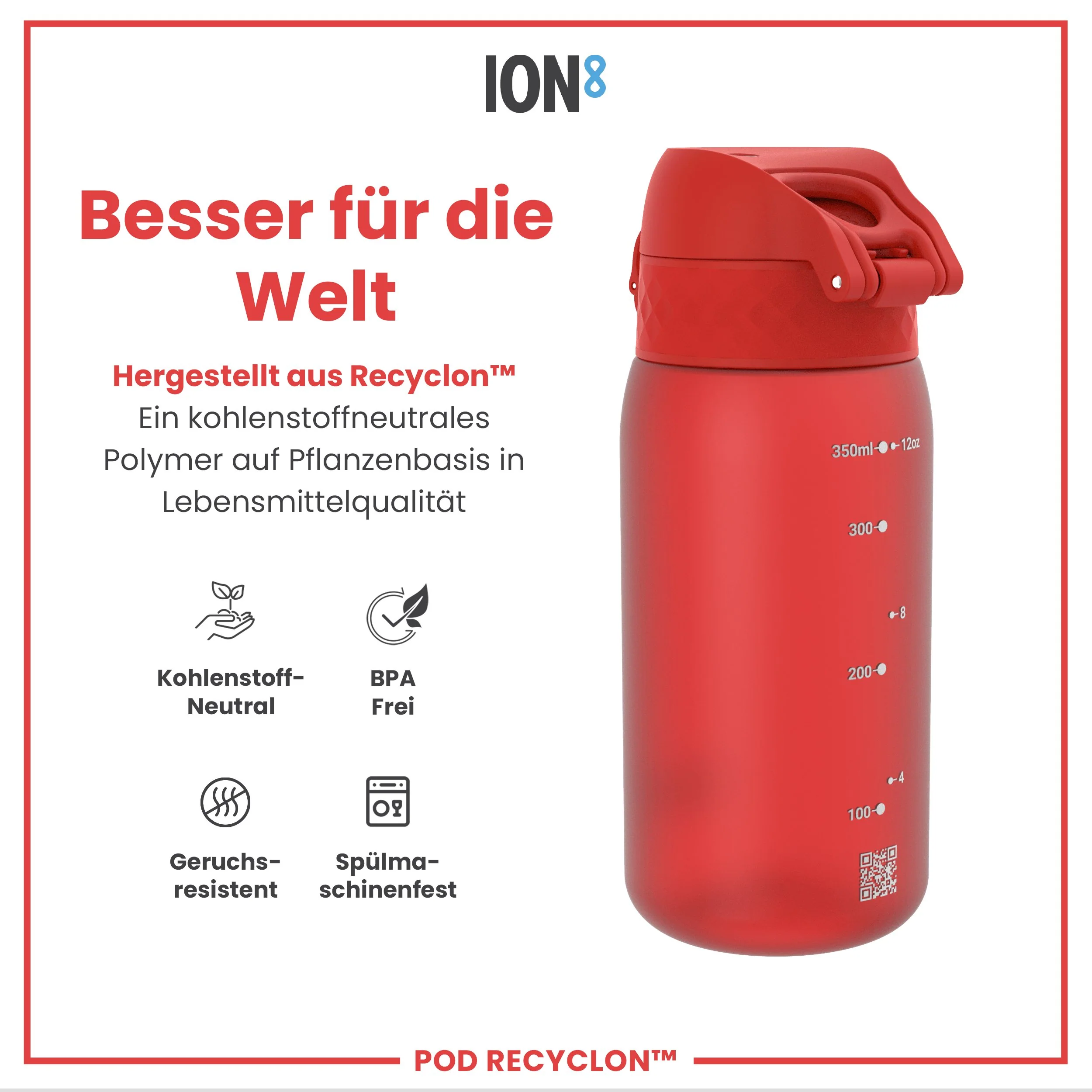 Recyclon Trinkflasche, Rot, 350 ml - Image 5