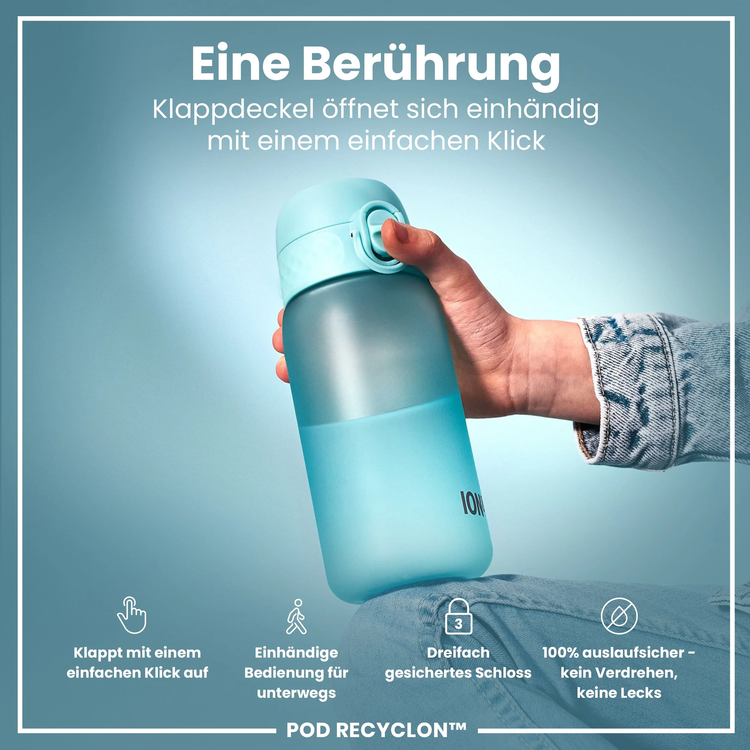 Recyclon Trinkflasche, Sonic-Blau, 350 ml - Image 3