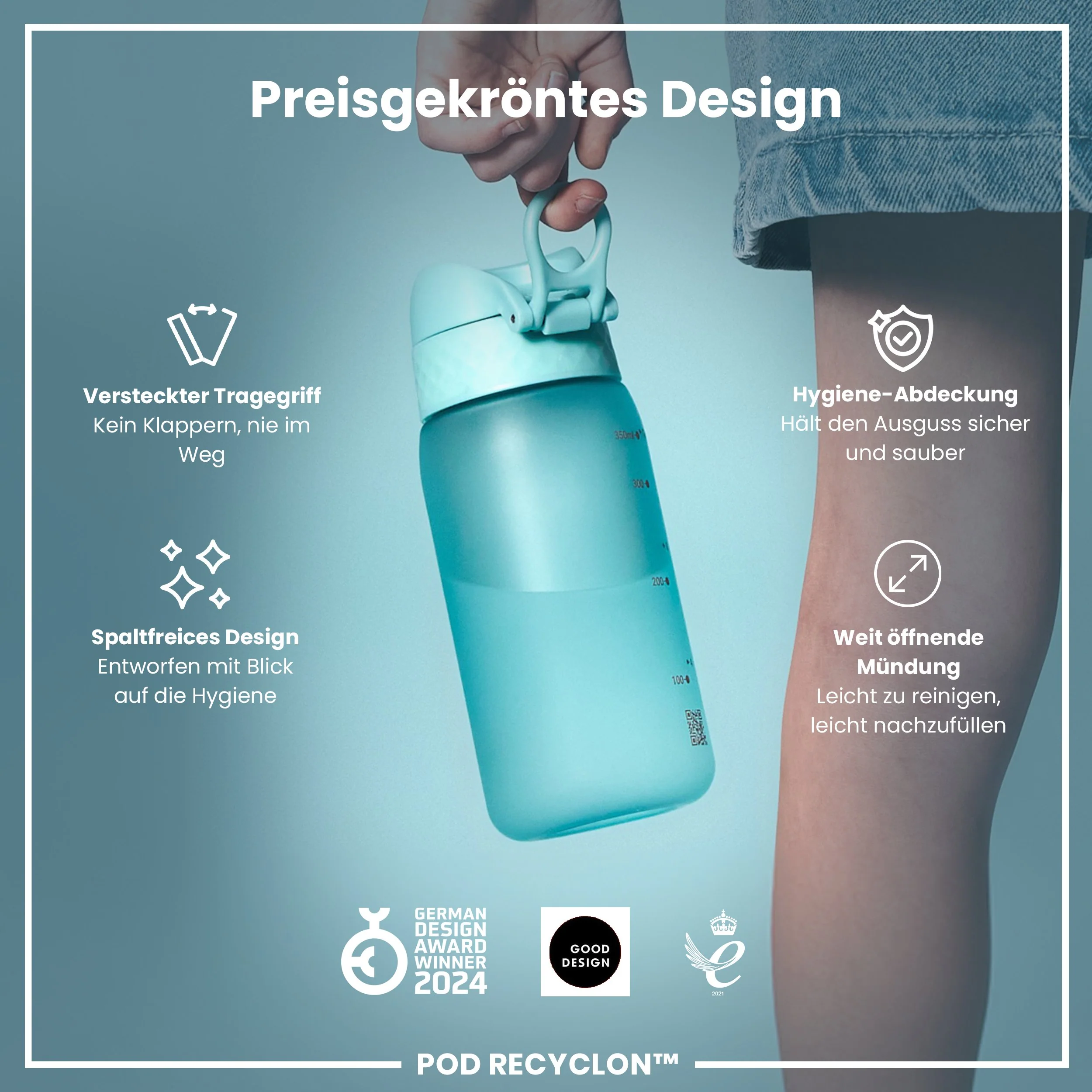 Recyclon Trinkflasche, Sonic-Blau, 350 ml - Image 6