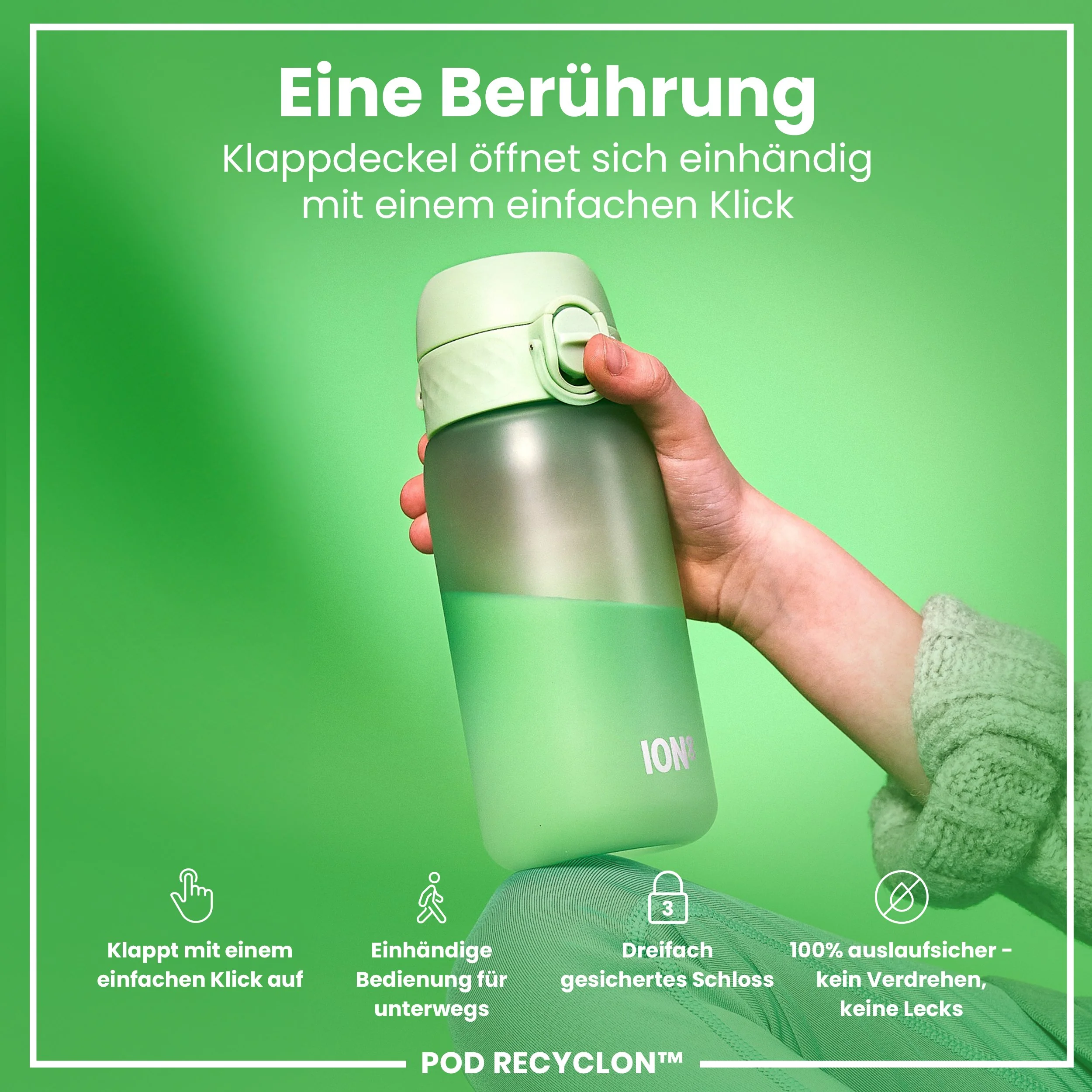 Recyclon Trinkflasche, Surfgrün, 350 ml - Image 3