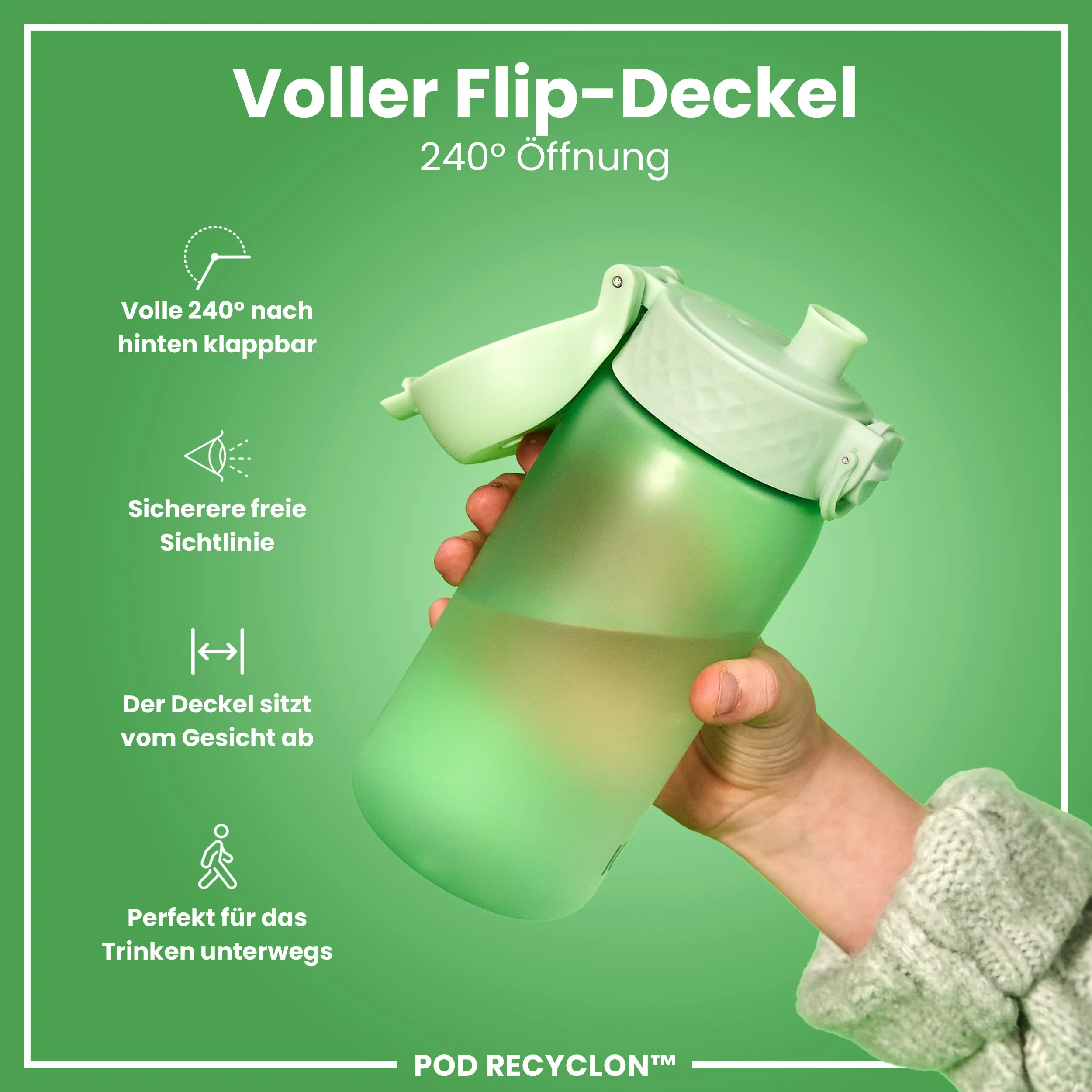 Recyclon Trinkflasche, Surfgrün, 350 ml - Image 4