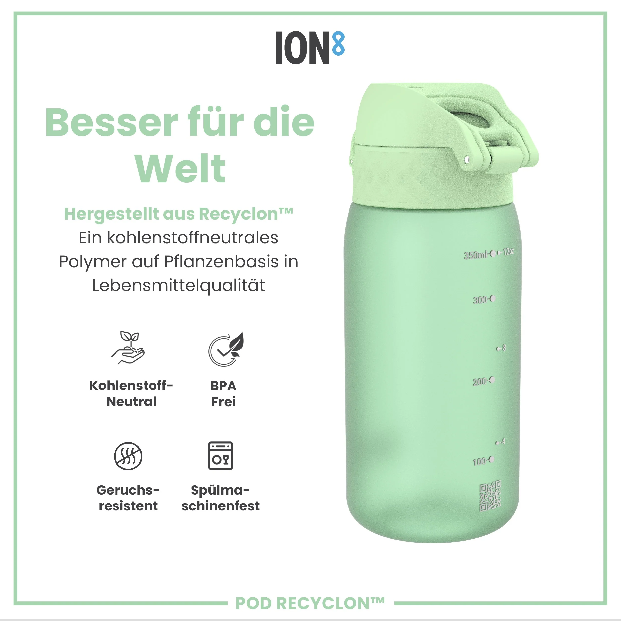Recyclon Trinkflasche, Surfgrün, 350 ml - Image 5