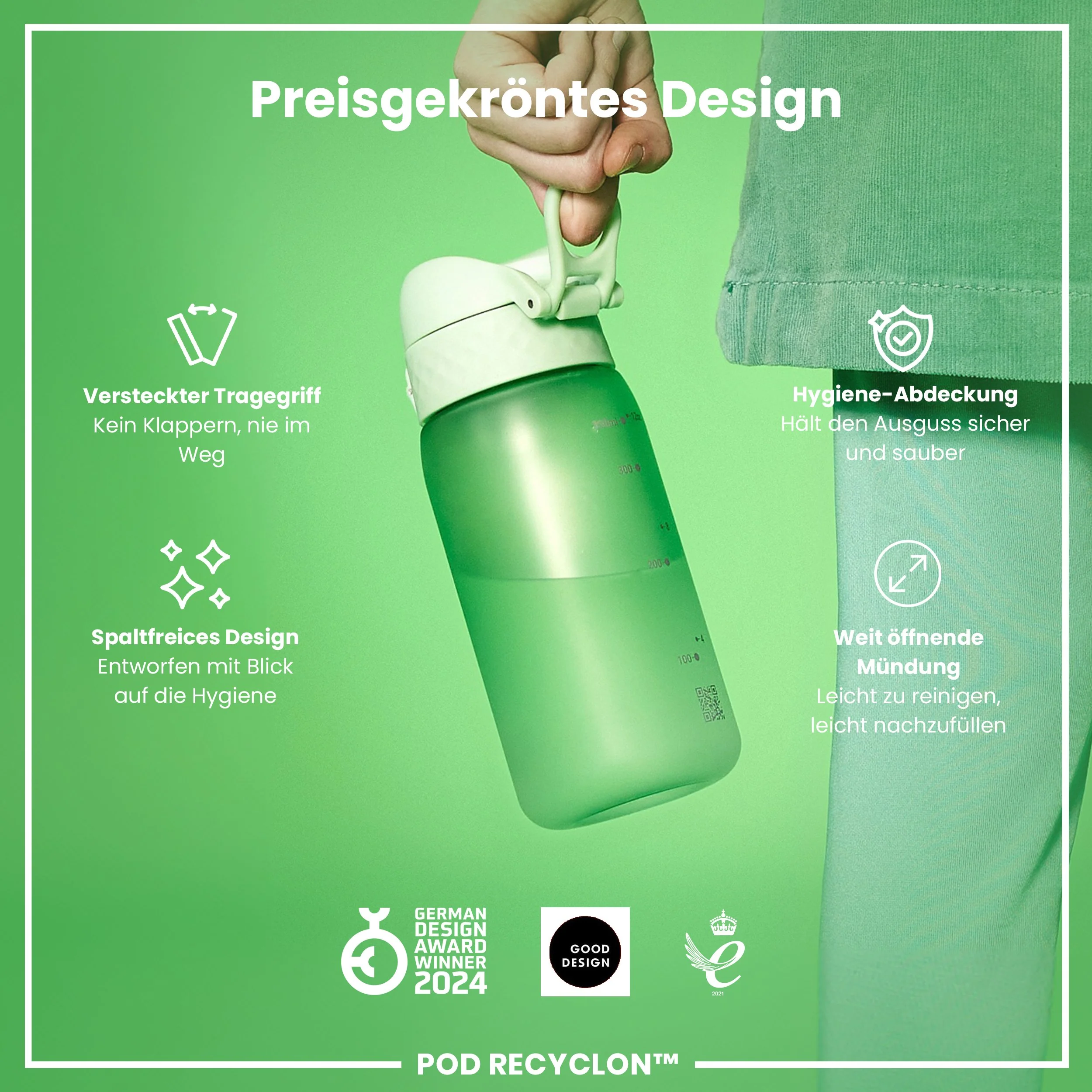 Recyclon Trinkflasche, Surfgrün, 350 ml - Image 6