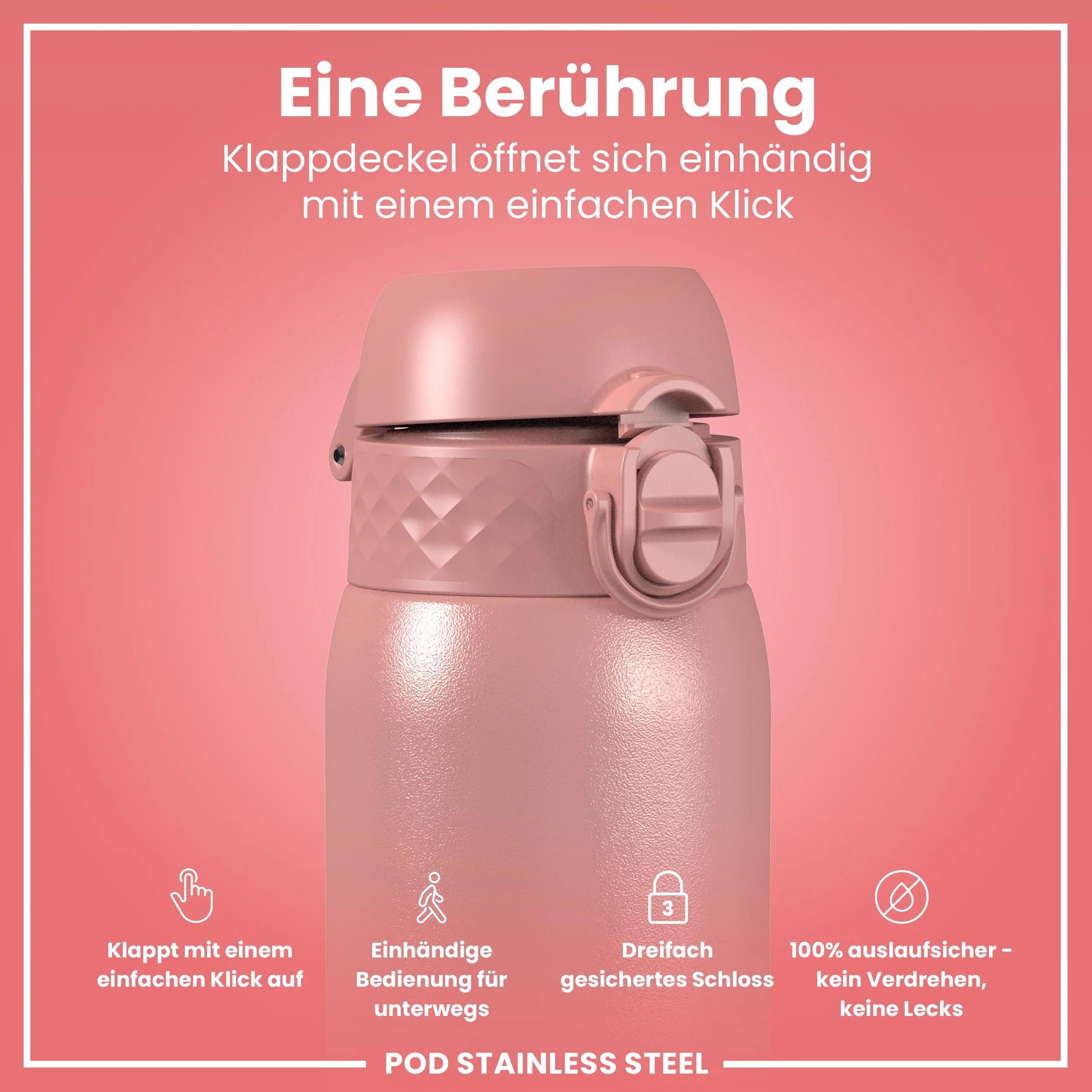 Leichte Edelstahl-Trinkflasche, Aschrosa, 400 ml - Image 3