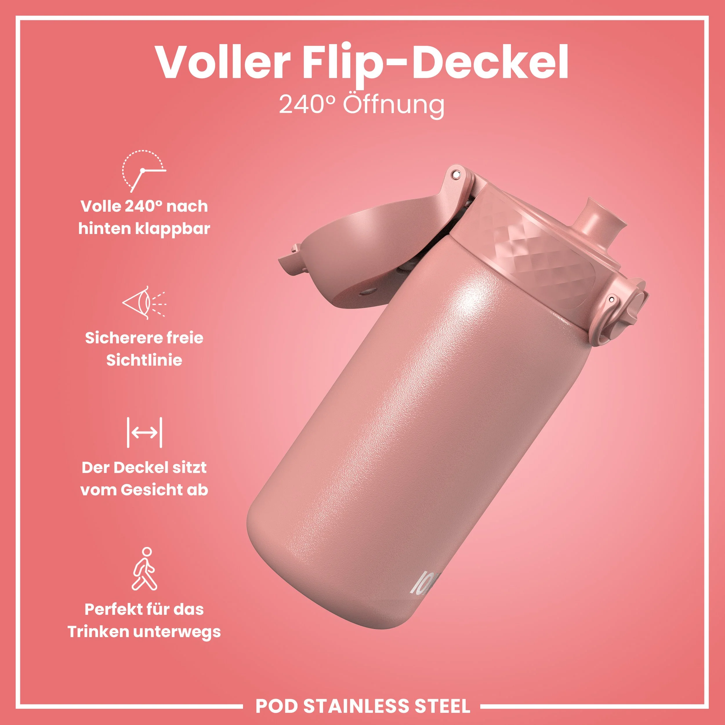 Leichte Edelstahl-Trinkflasche, Aschrosa, 400 ml - Image 4