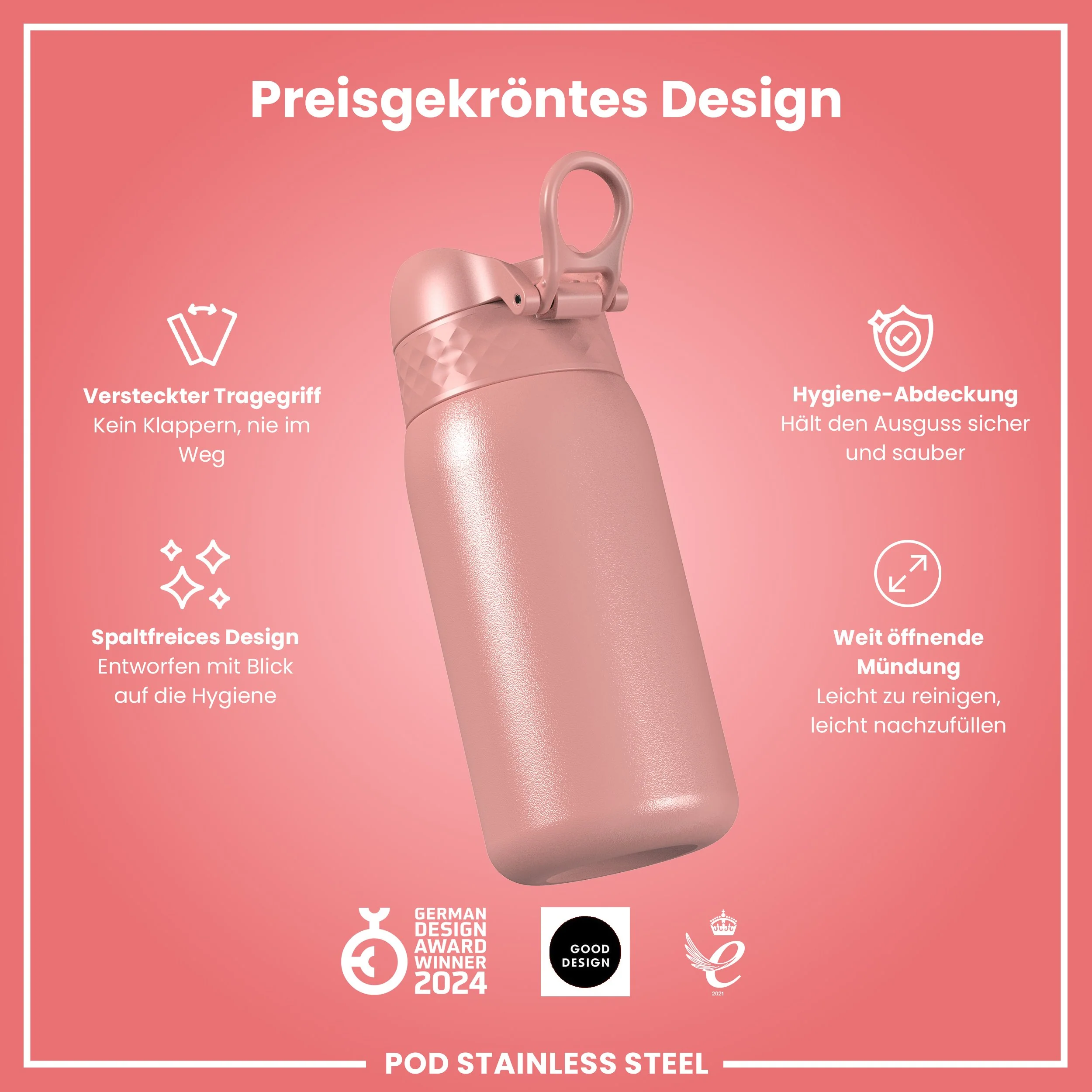 Leichte Edelstahl-Trinkflasche, Aschrosa, 400 ml - Image 6