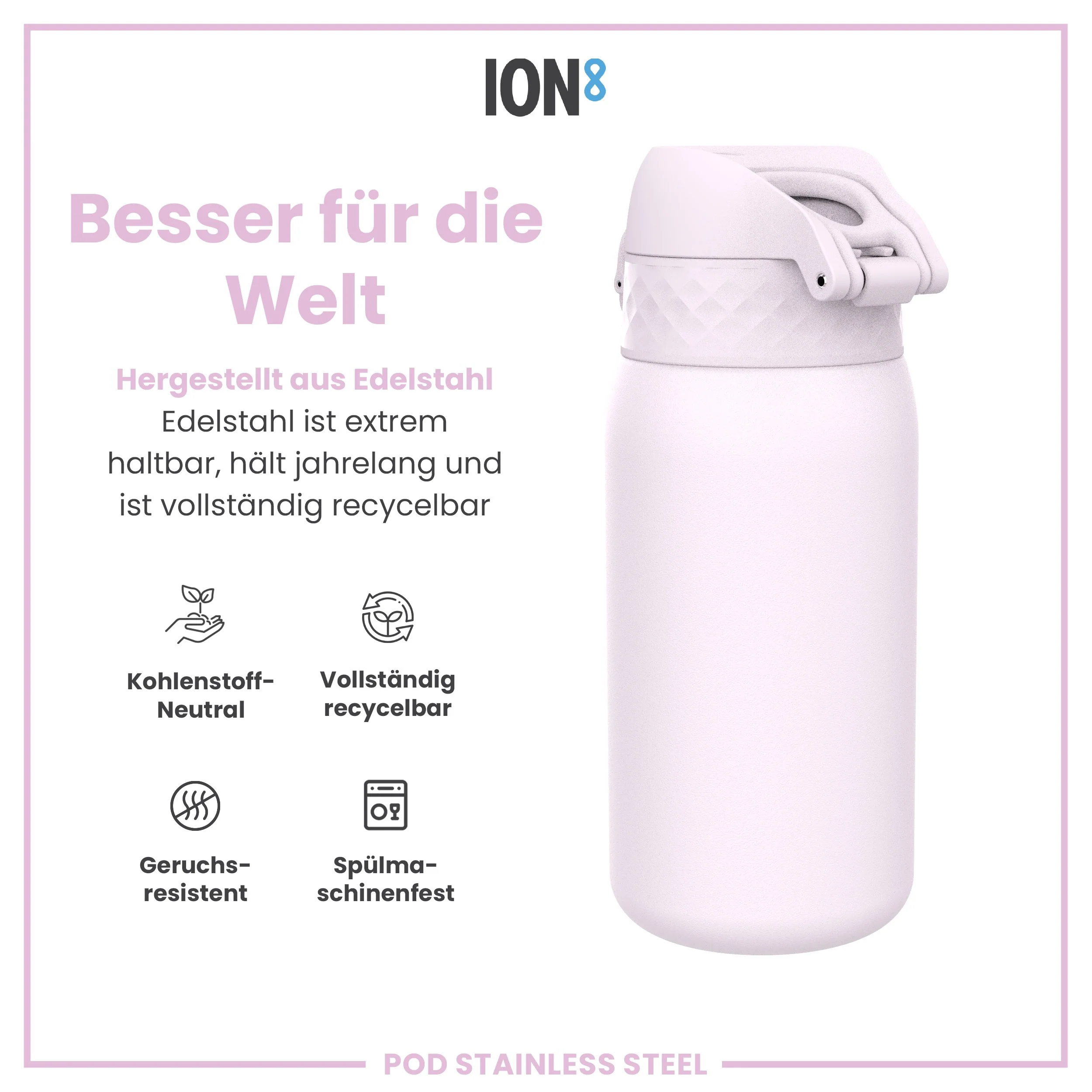 Leichte Edelstahl-Trinkflasche, Flieder Dämmerung, 400 ml - Image 5