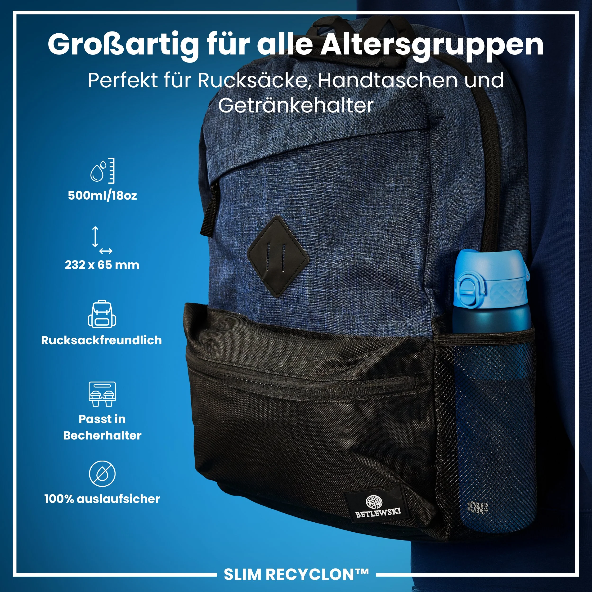 Recyclon Trinkflasche, Blau, 500 ml - Image 2