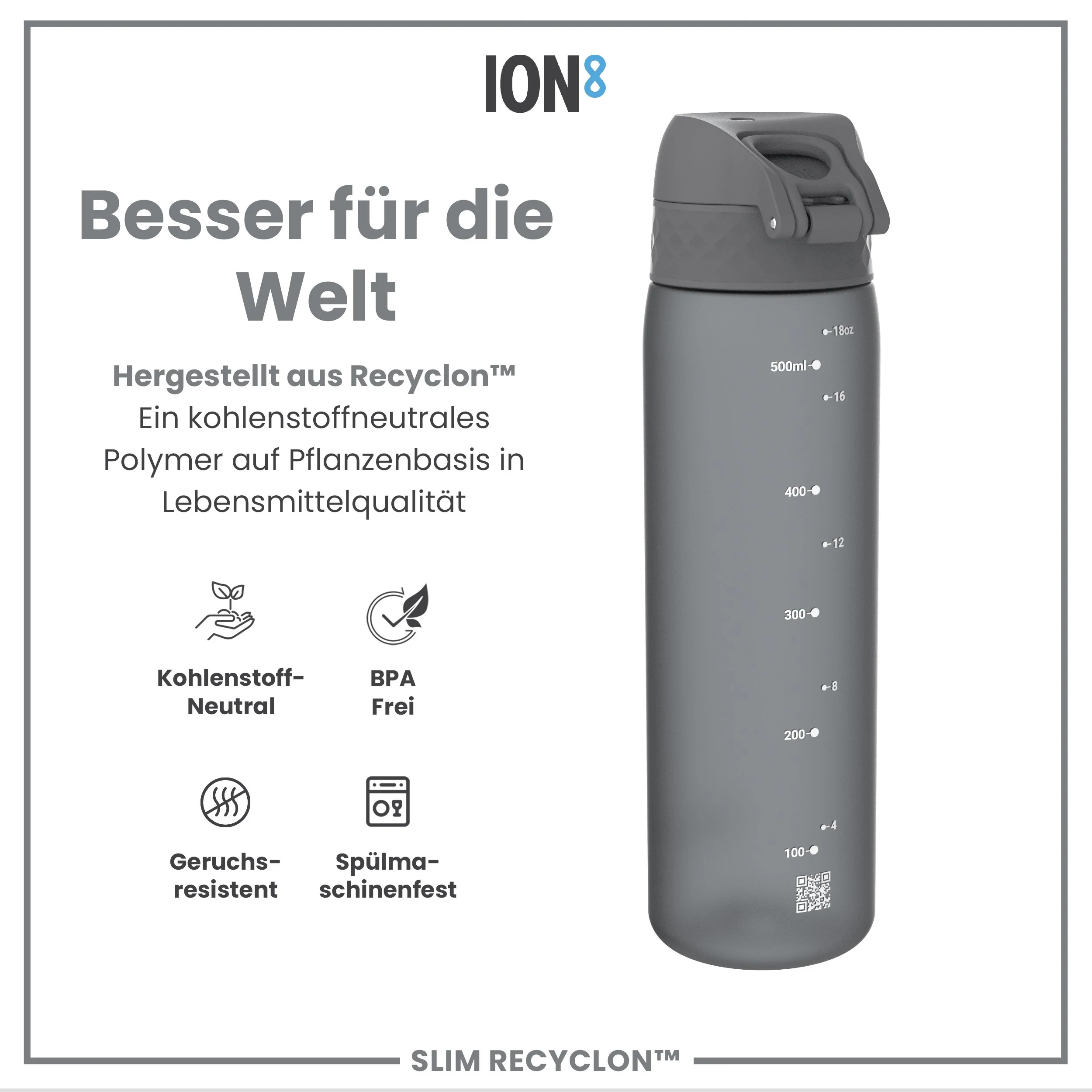 Recyclon Trinkflasche, Grau, 500 ml - Image 5