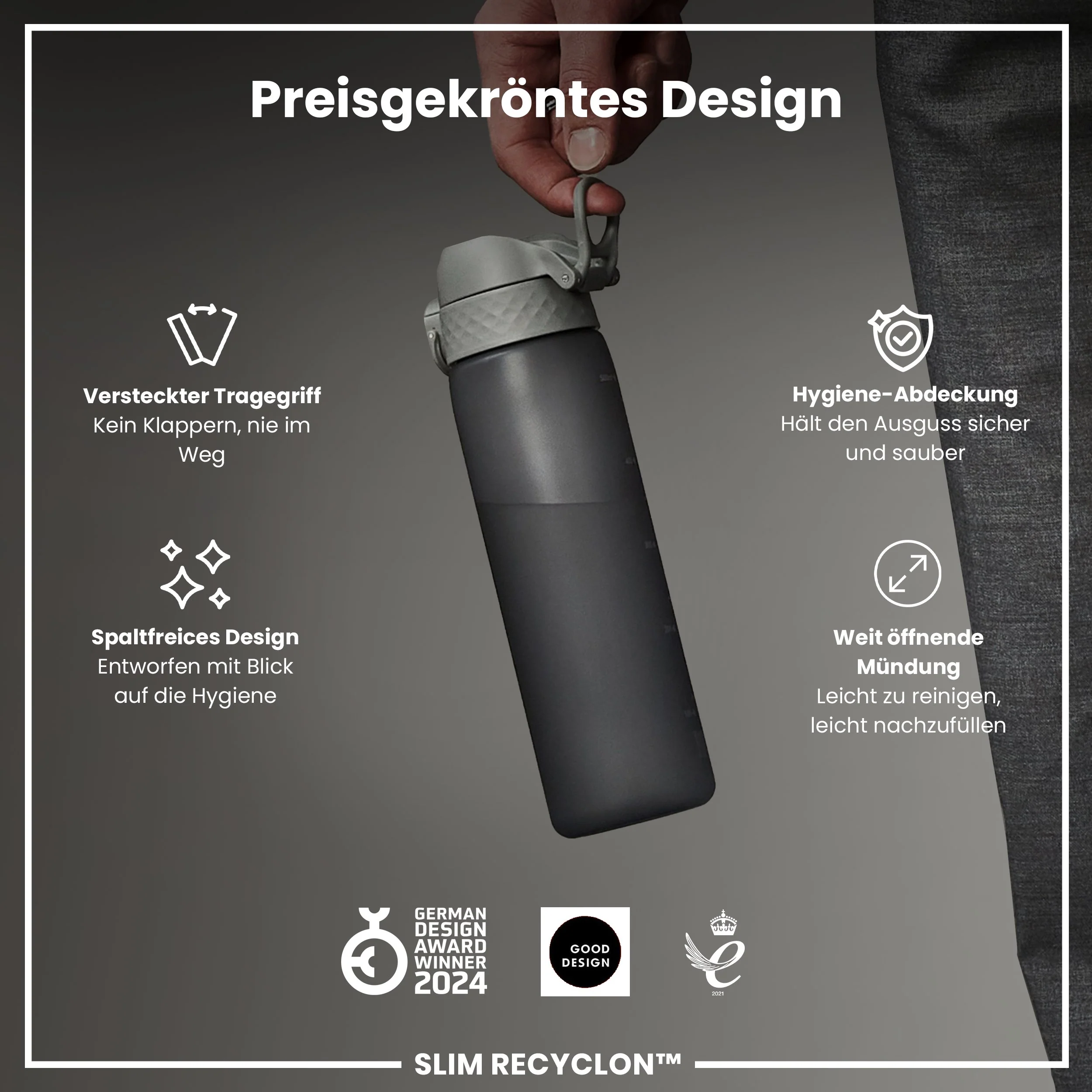 Recyclon Trinkflasche, Grau, 500 ml - Image 6