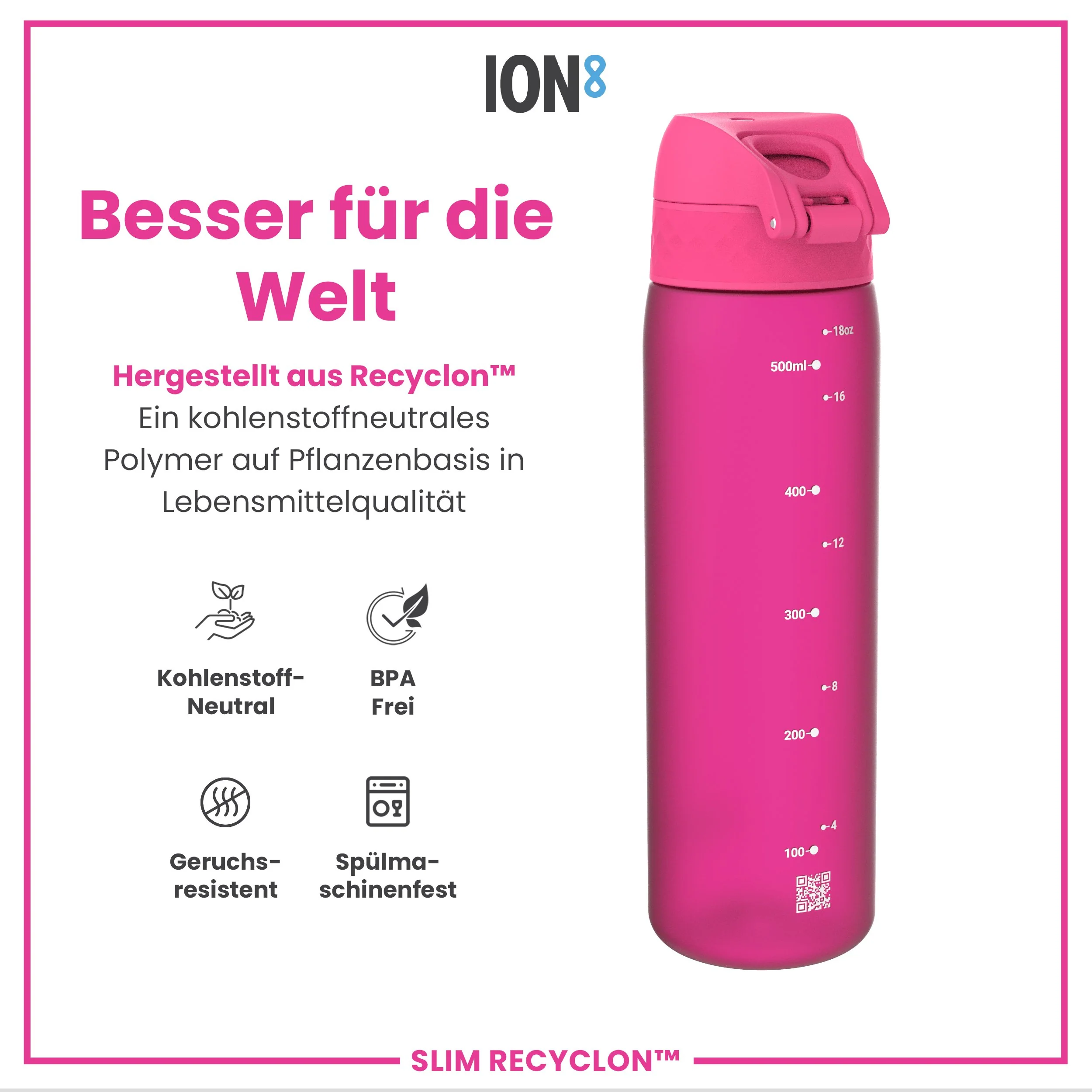 Recyclon Trinkflasche, Rosa, 500 ml - Image 5