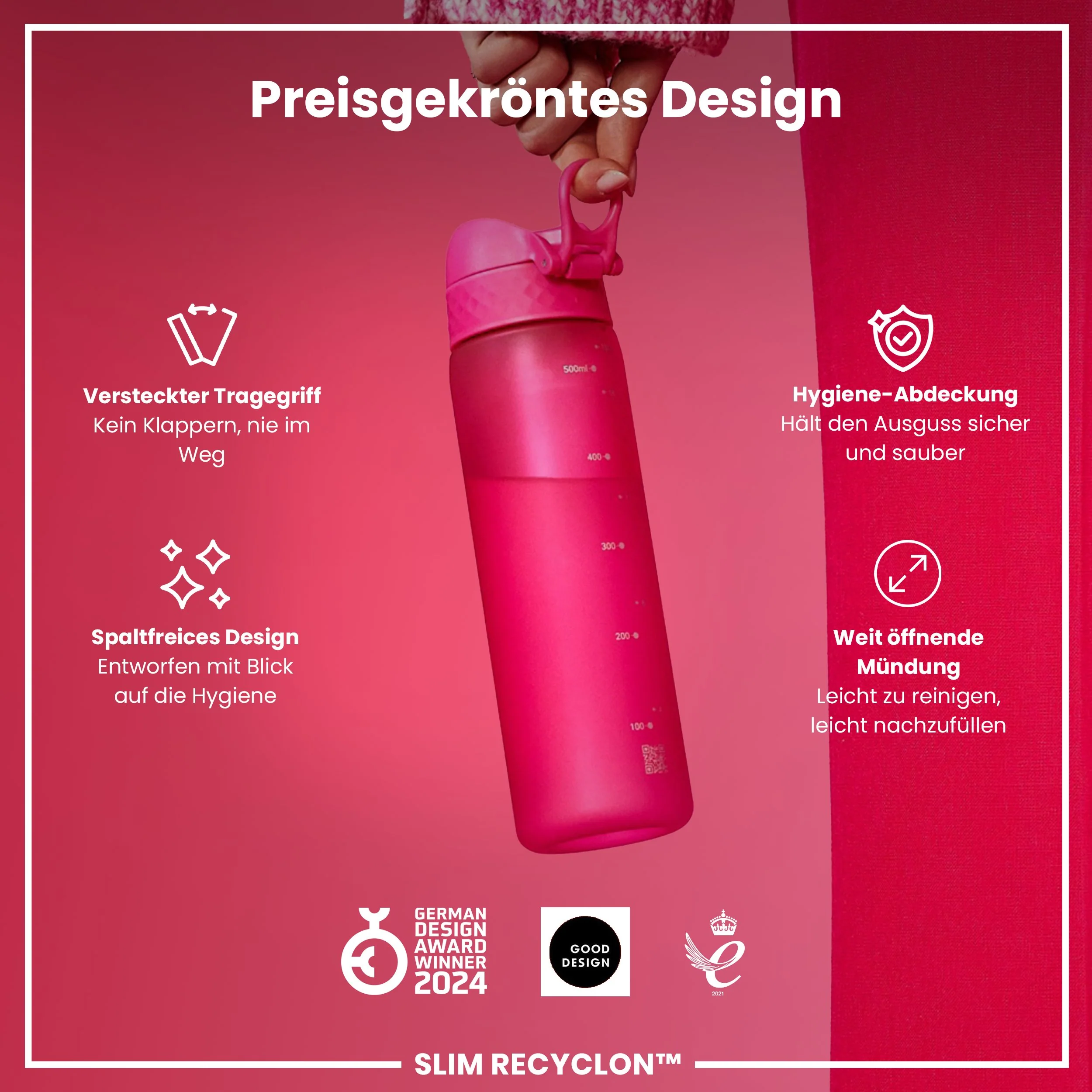 Recyclon Trinkflasche, Rosa, 500 ml - Image 6