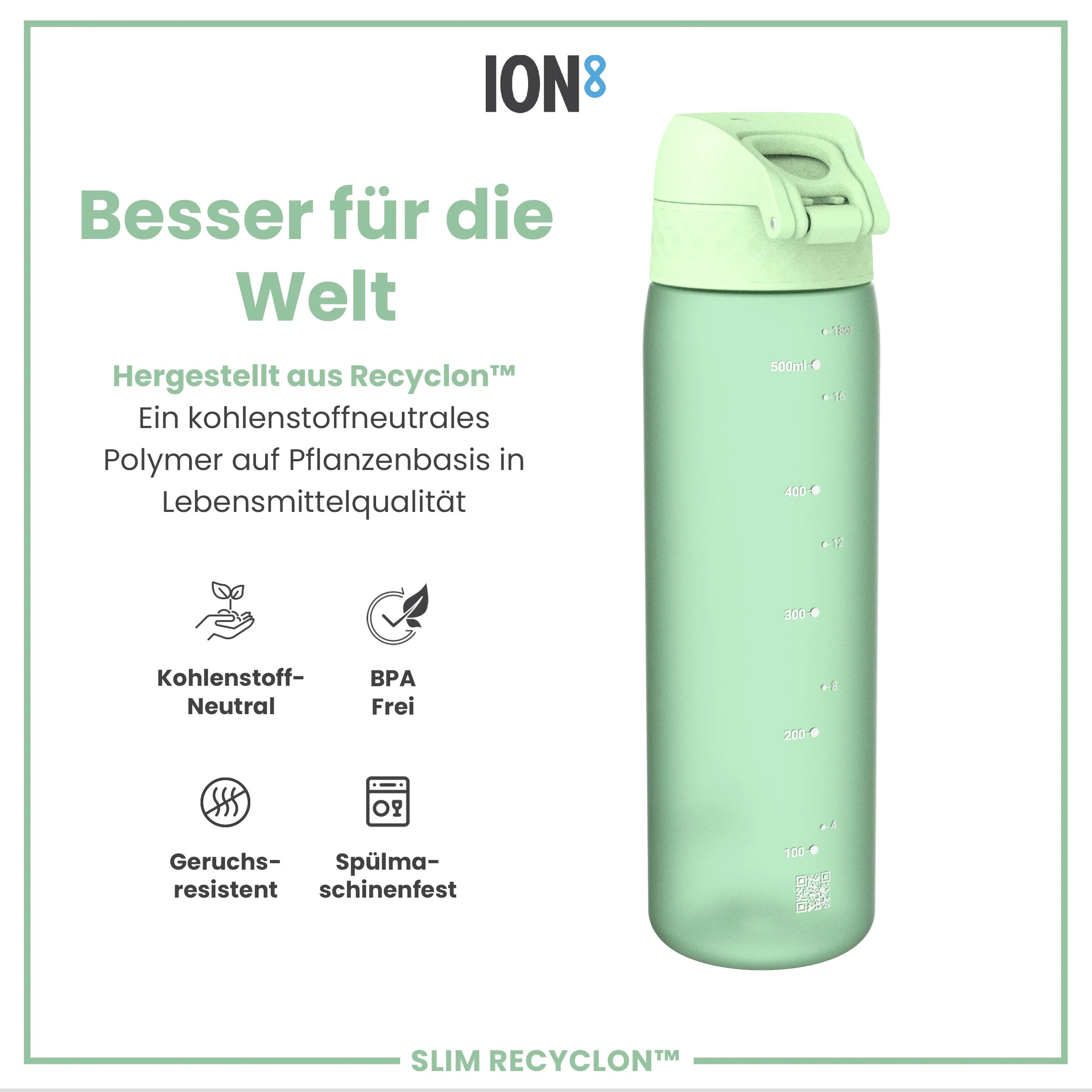Recyclon Trinkflasche, Surfgrün, 500 ml - Image 5