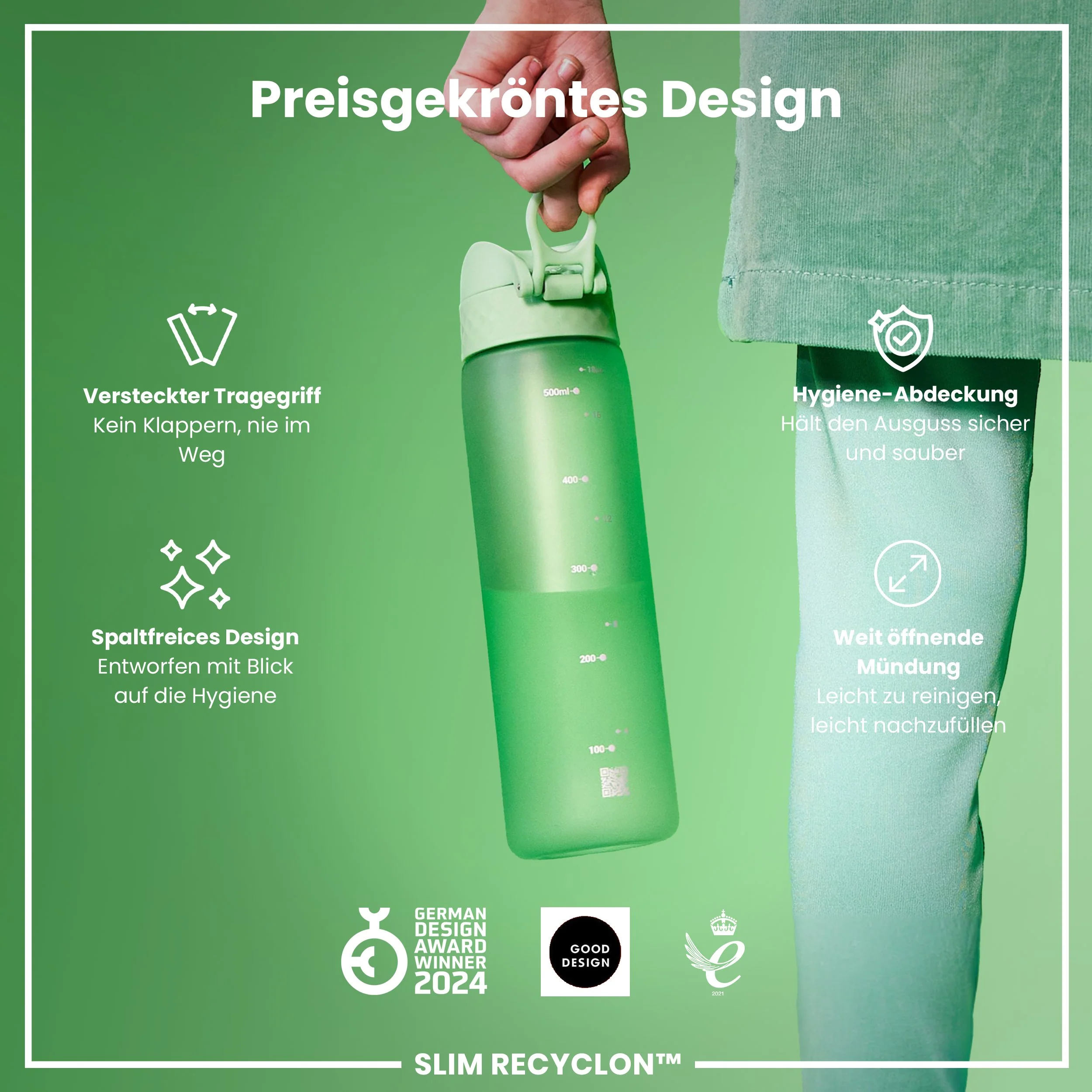 Recyclon Trinkflasche, Surfgrün, 500 ml - Image 6