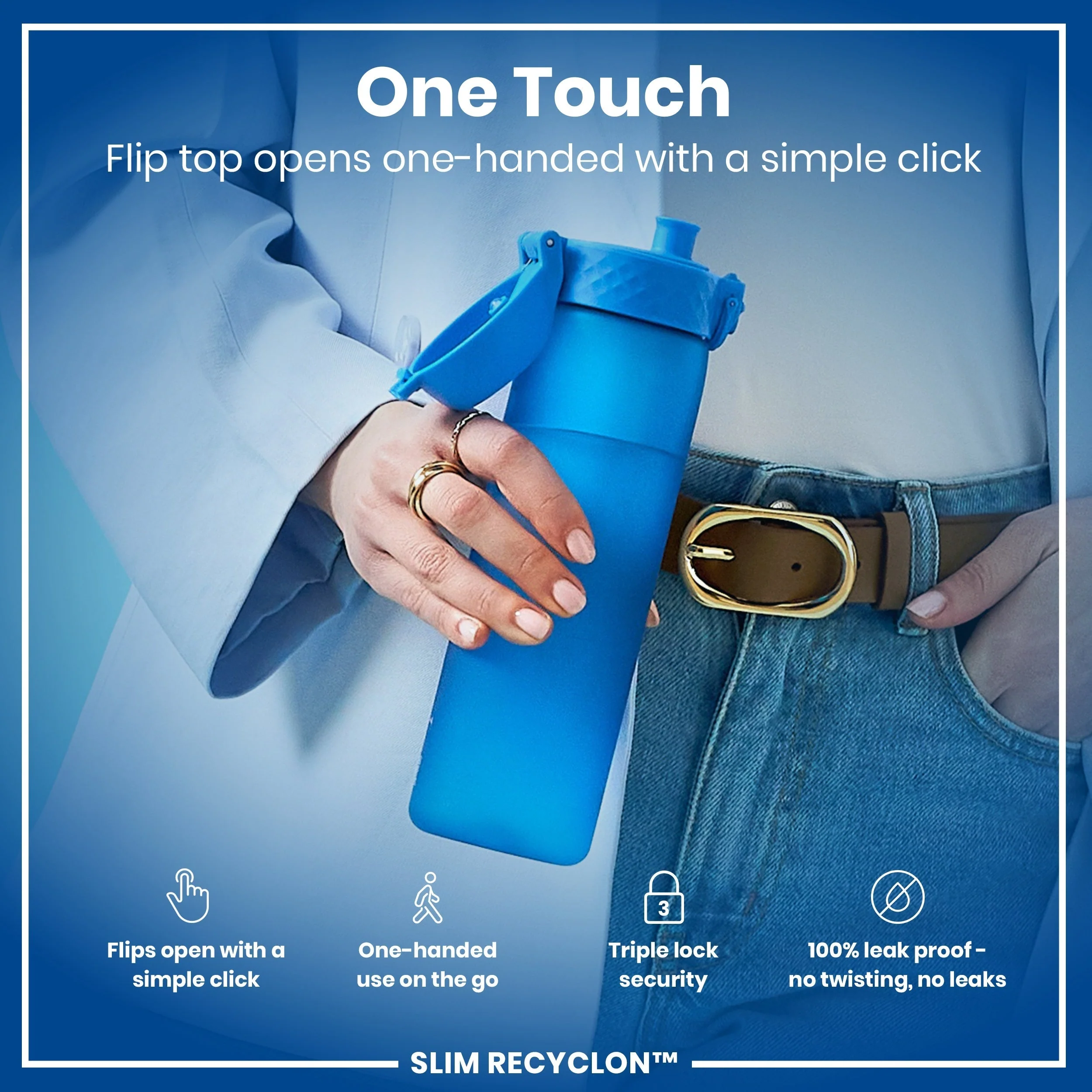 Recyclon Trinkflasche mit Strohhalm, Blau, 500 ml - Image 3