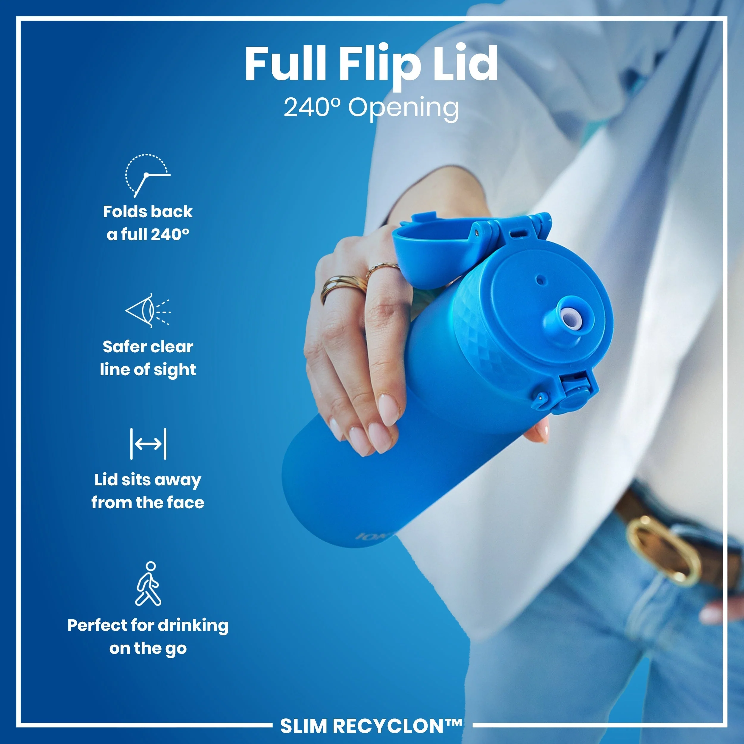 Recyclon Trinkflasche mit Strohhalm, Blau, 500 ml - Image 4