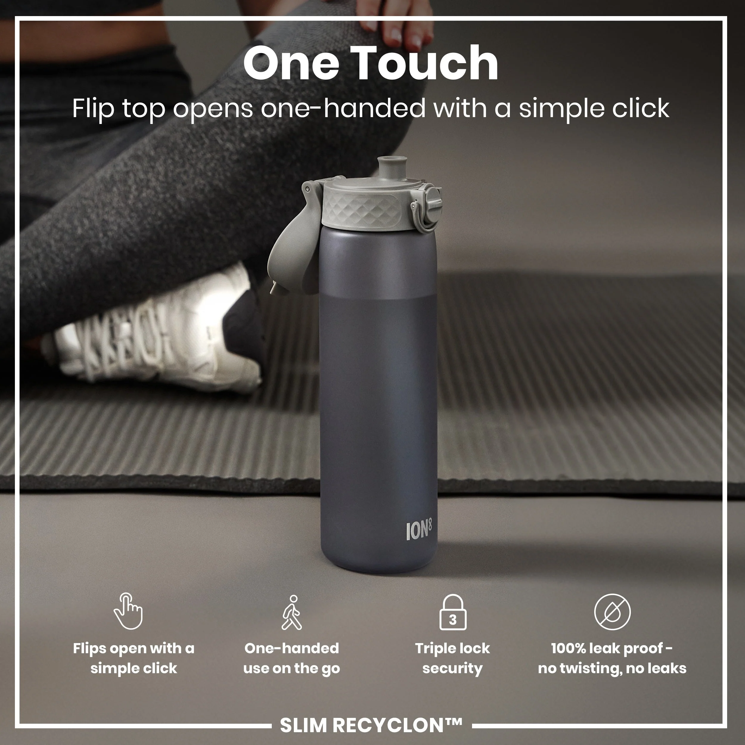 Recyclon Trinkflasche mit Strohhalm, Grau, 500 ml - Image 3