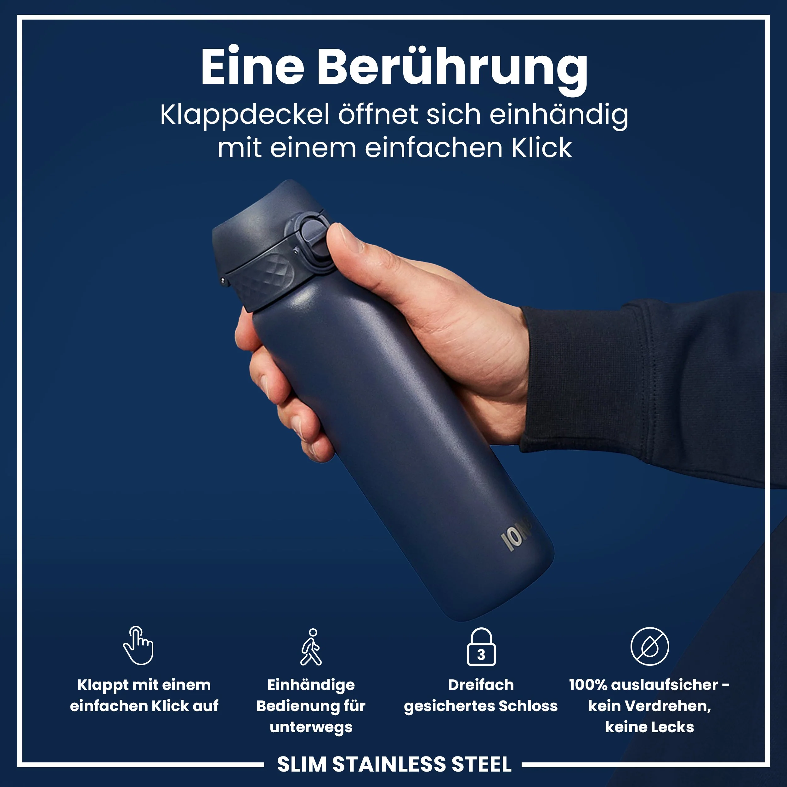 Leichte Edelstahl-Trinkflasche, Aschemarine, 600 ml - Image 3
