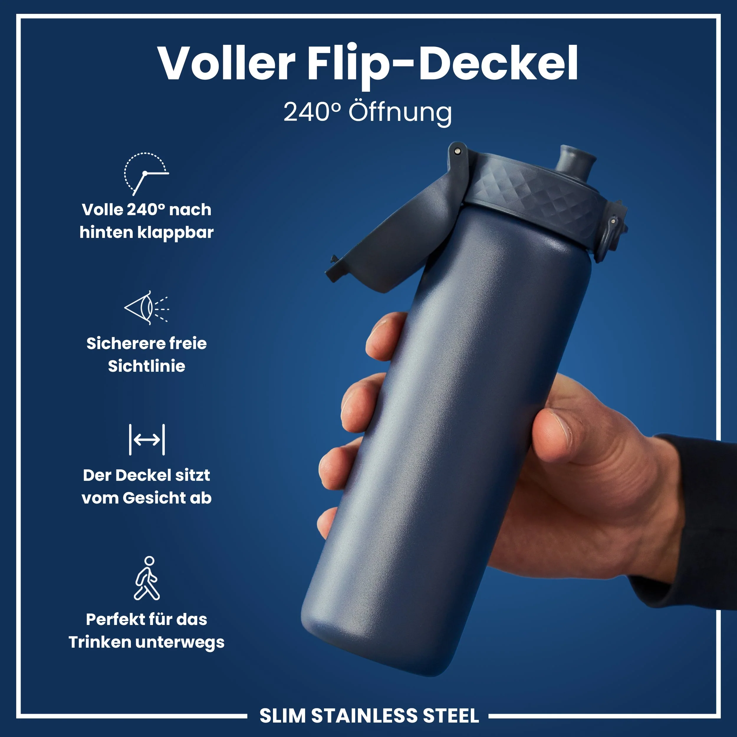 Leichte Edelstahl-Trinkflasche, Aschemarine, 600 ml - Image 4