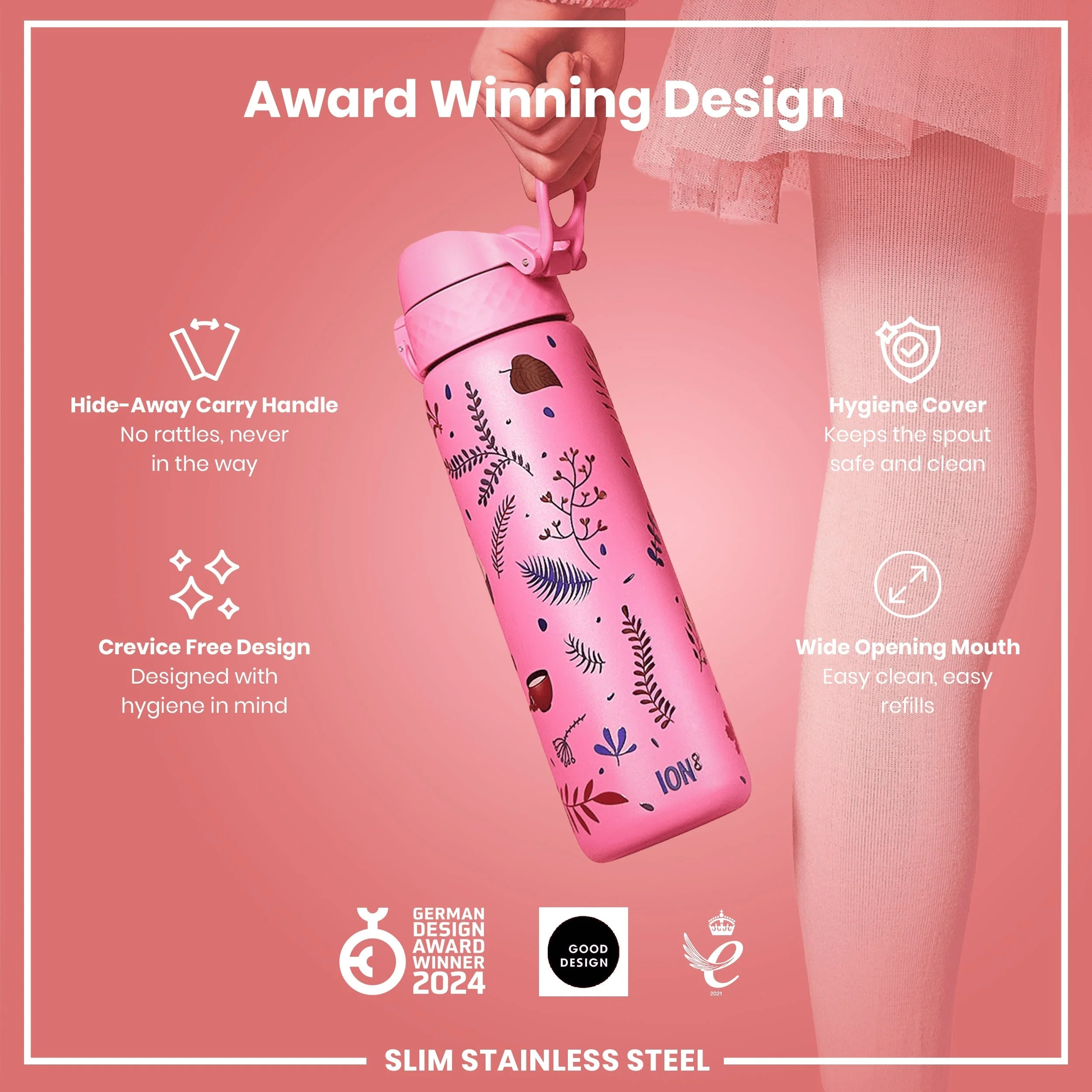 Leichte Edelstahl-Trinkflasche, Flamingo, 600 ml - Image 6