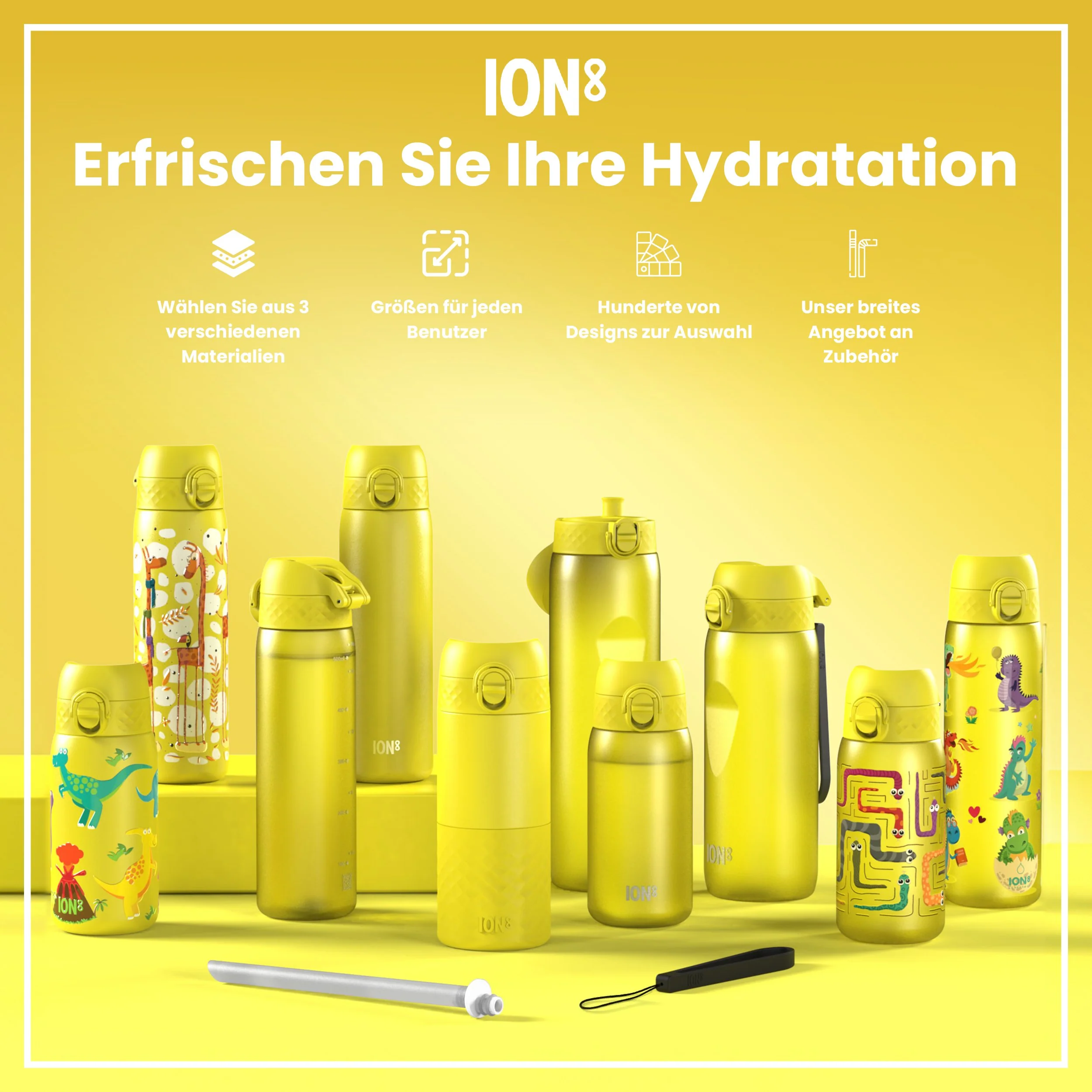 Leichte Edelstahl-Trinkflasche, Giraffen, 600 ml - Image 7