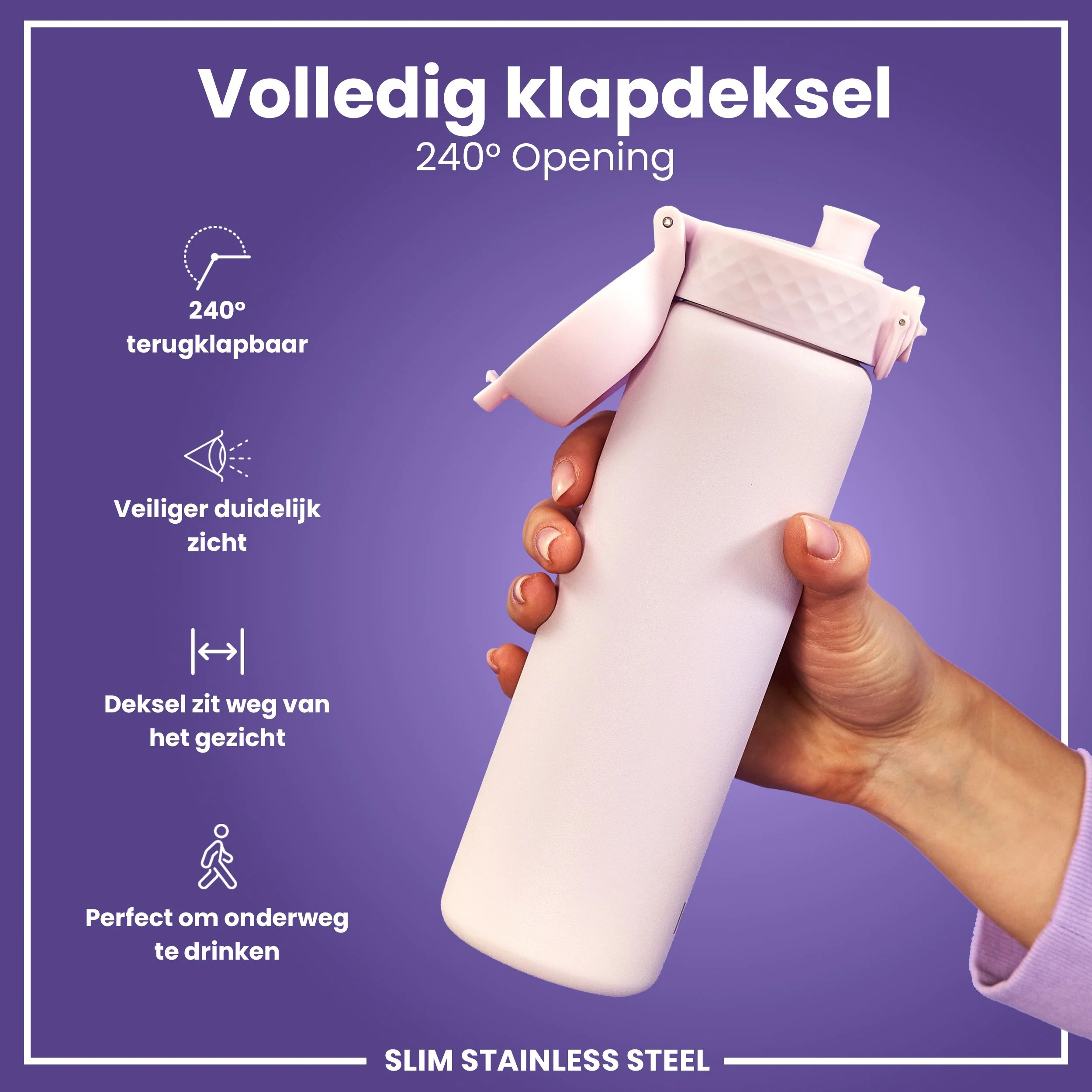 Leichte Edelstahl-Trinkflasche, Fliederdämmerung, 600 ml - Image 4