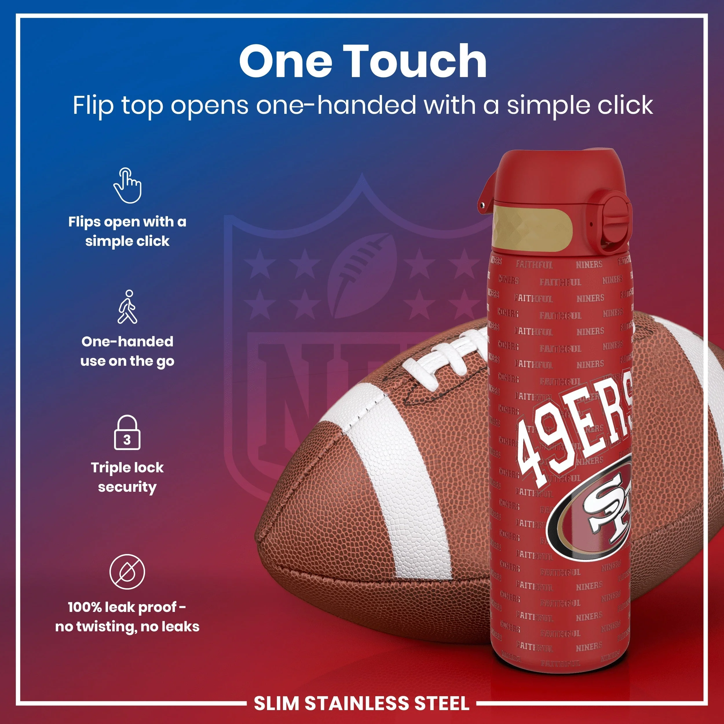 NFL x ION8, Leichte Edelstahl, San Francisco 49ers, 600 ml - Image 3