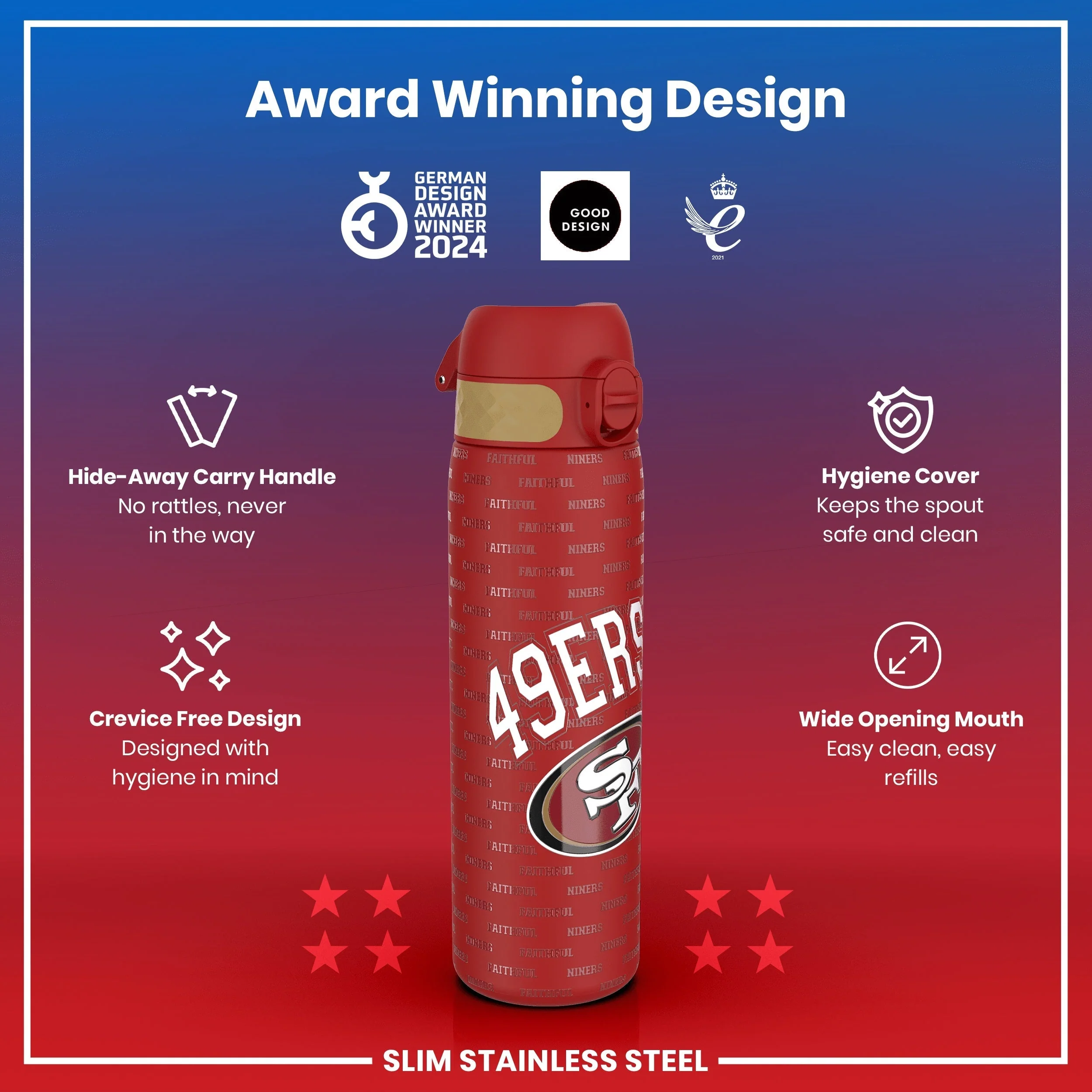 NFL x ION8, Leichte Edelstahl, San Francisco 49ers, 600 ml - Image 6
