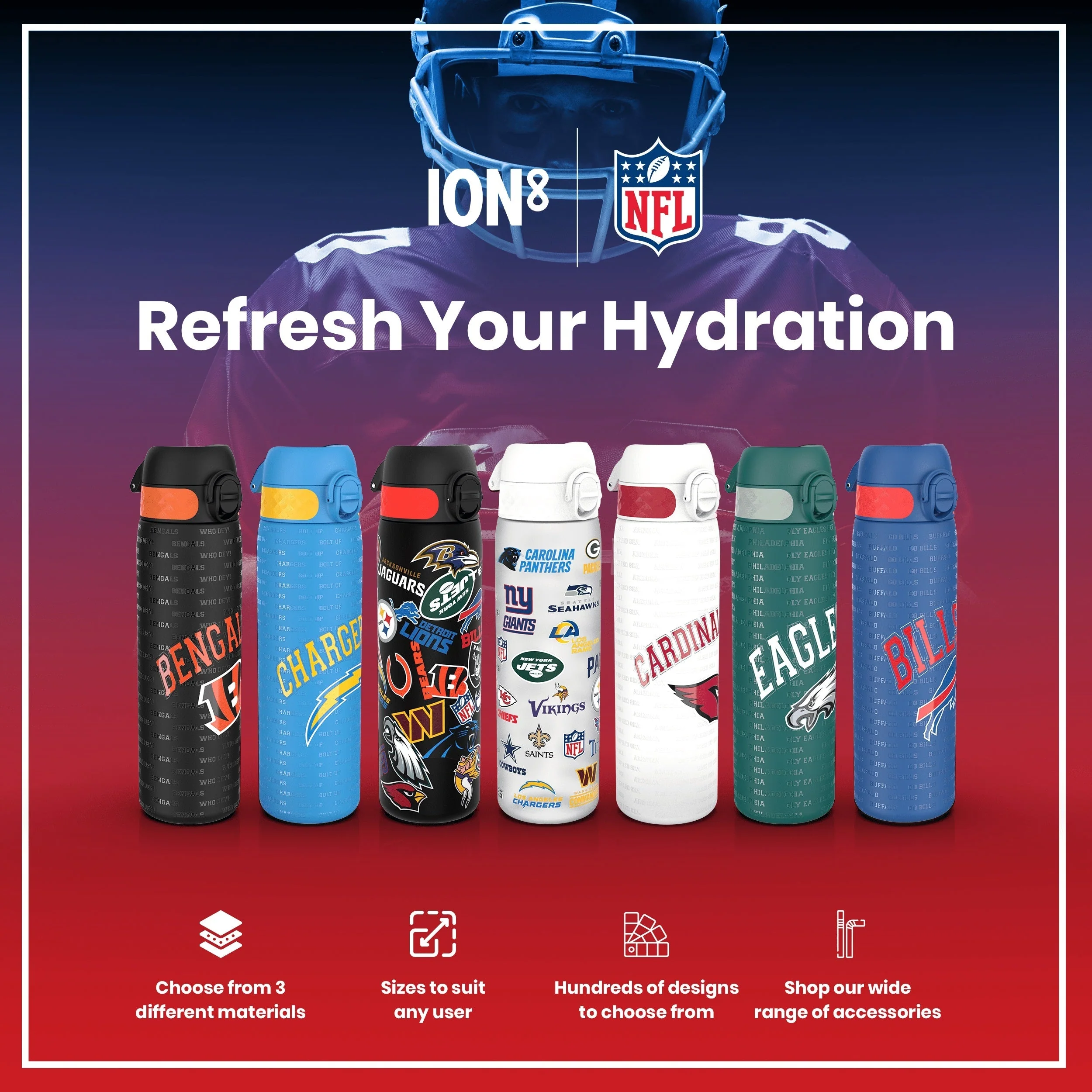 NFL x ION8, Leichte Edelstahl, San Francisco 49ers, 600 ml - Image 7