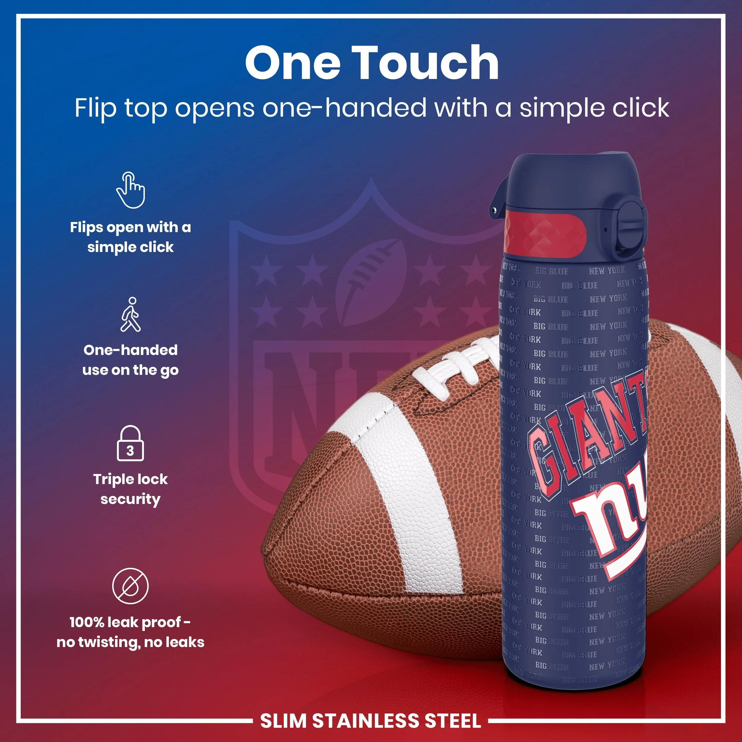 NFL x ION8, Leichte Edelstahl, New York Giants, 600 ml - Image 3
