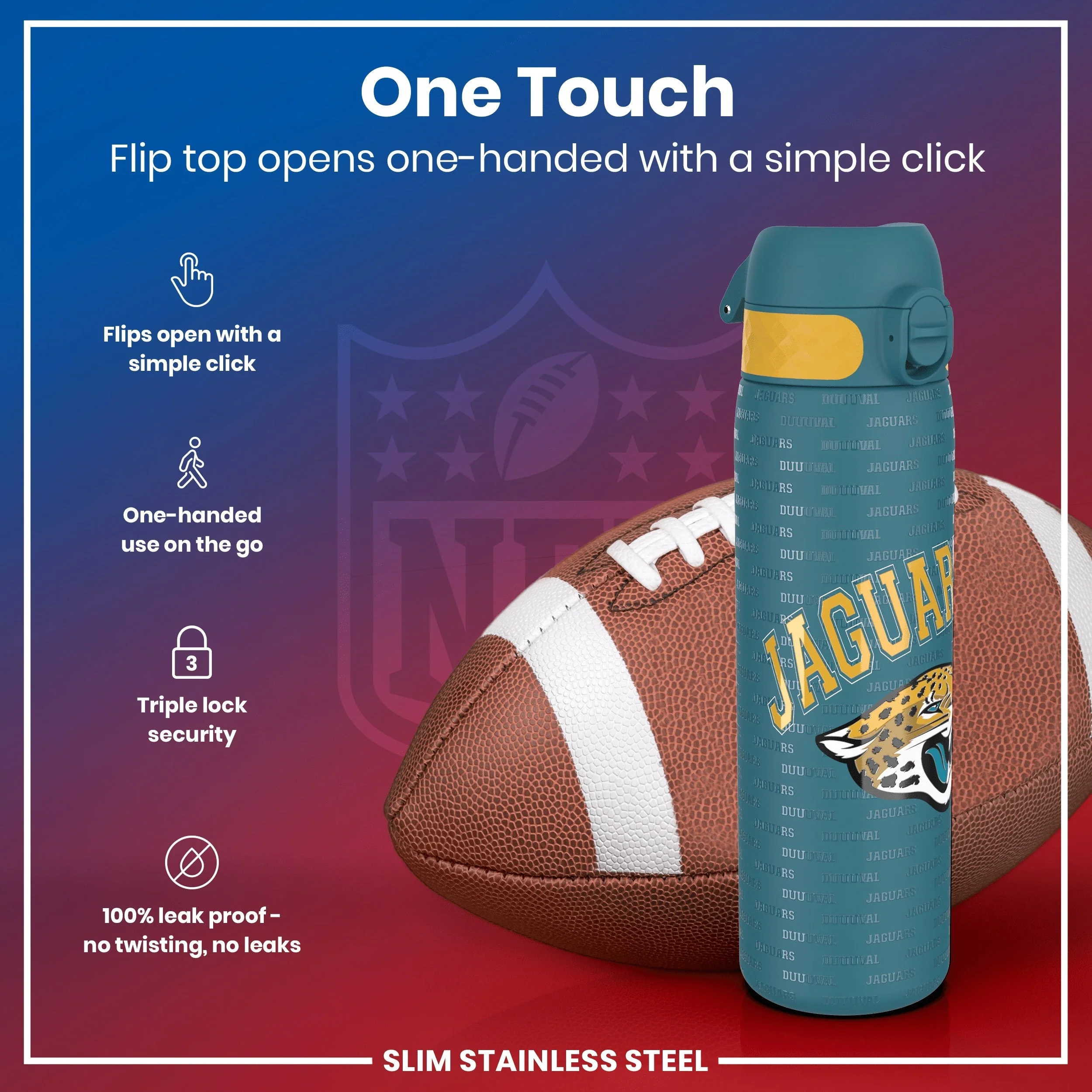 NFL x ION8, Leichte Edelstahl, Jacksonville Jaguars, 600 ml - Image 3