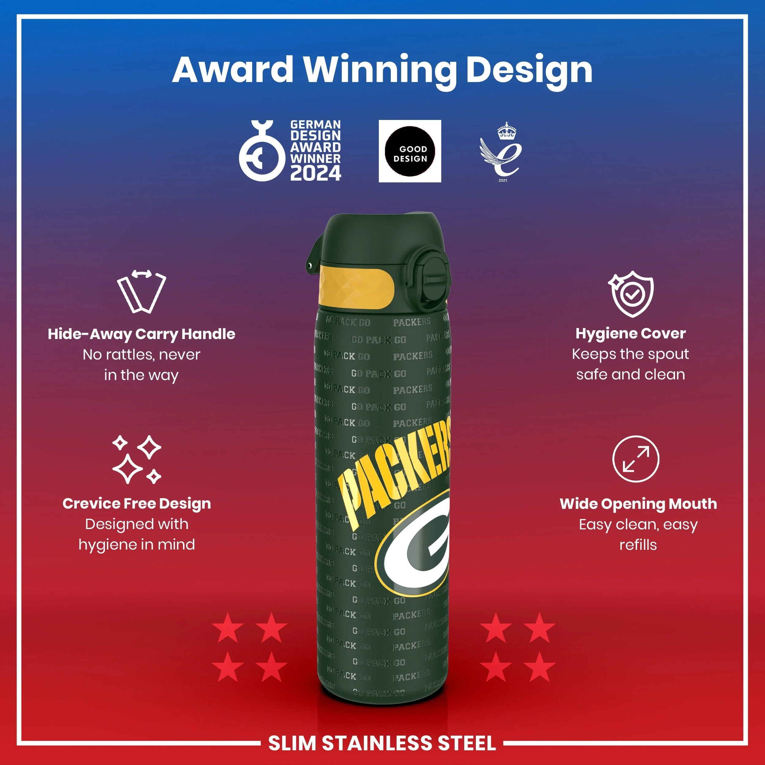 NFL x ION8, Leichte Edelstahl, Green Bay Packers, 600 ml - Image 6