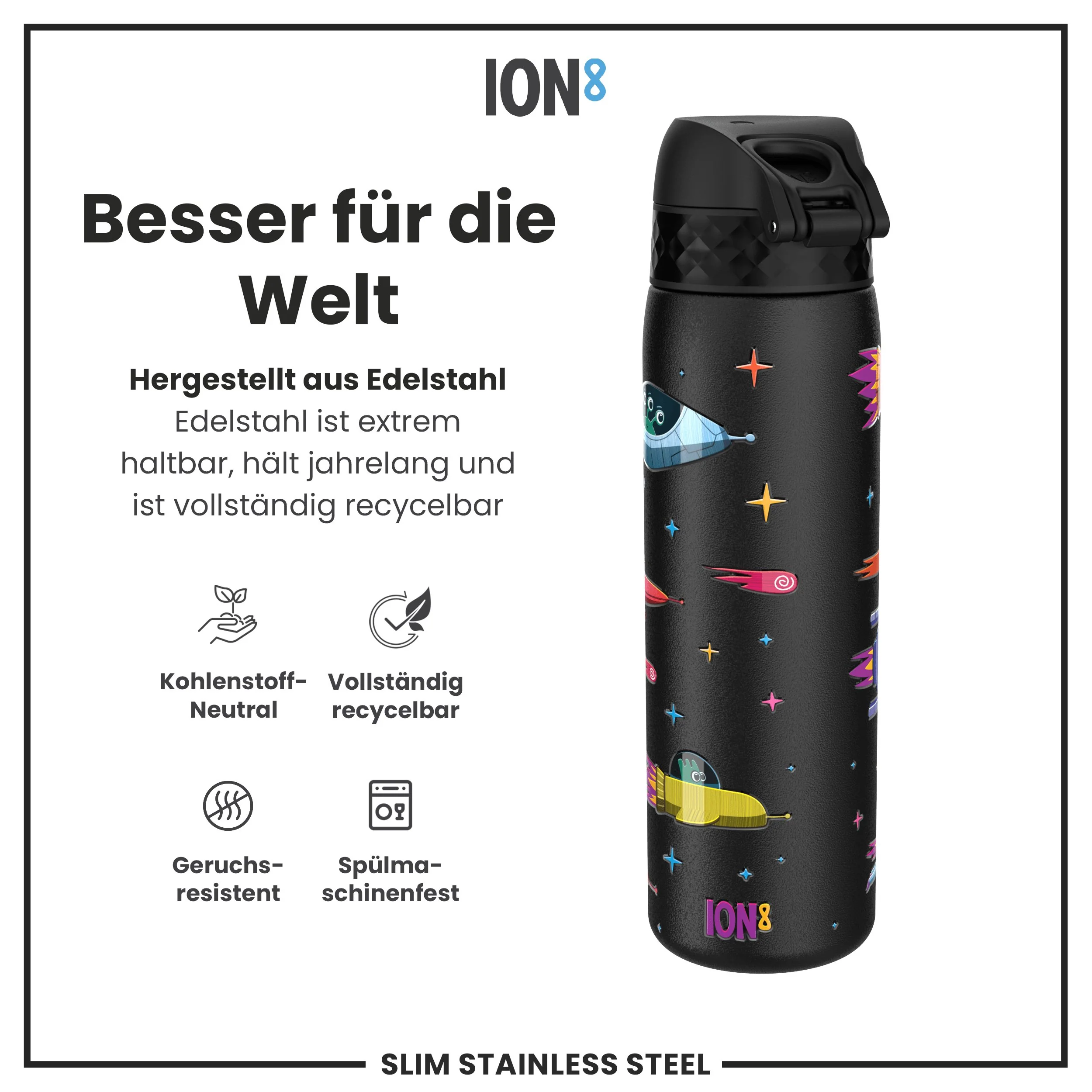 Leichte Edelstahl-Trinkflasche, Design „Raumschiffe, 600 ml - Image 5