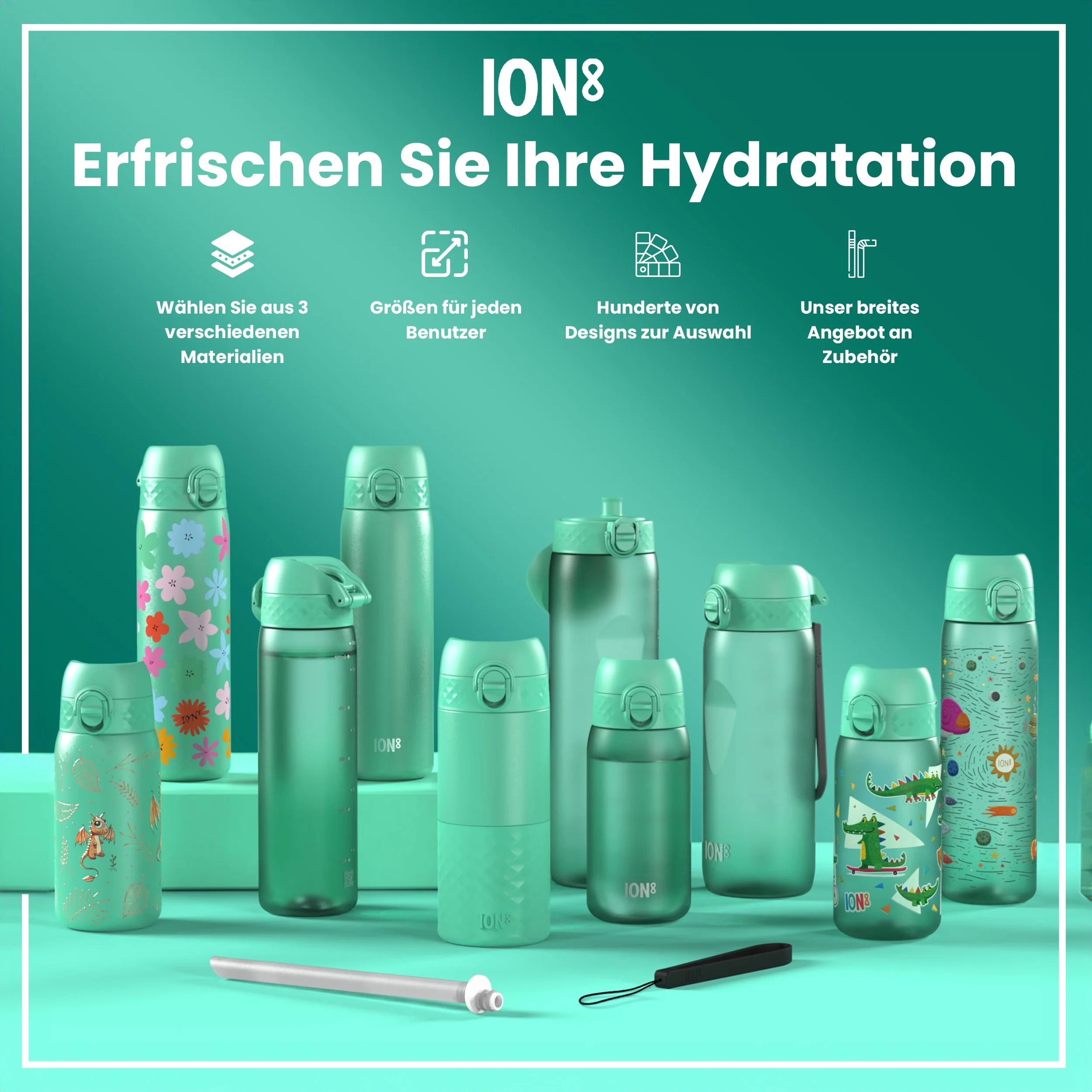 Leichte Edelstahl-Trinkflasche, Petrol, 600 ml - Image 7