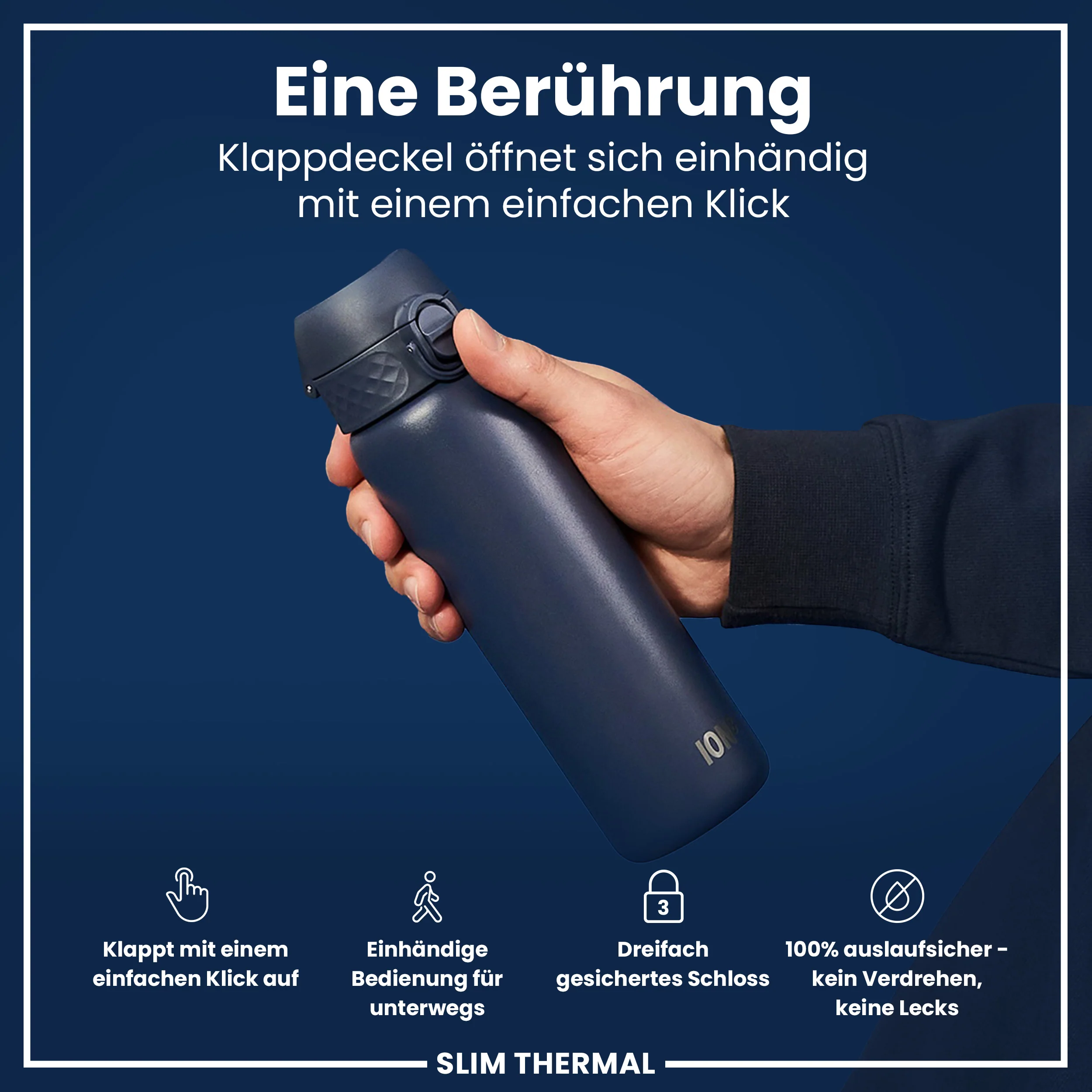 Isolierte Edelstahl-Trinkflasche, Aschemarine, 500 ml - Image 3