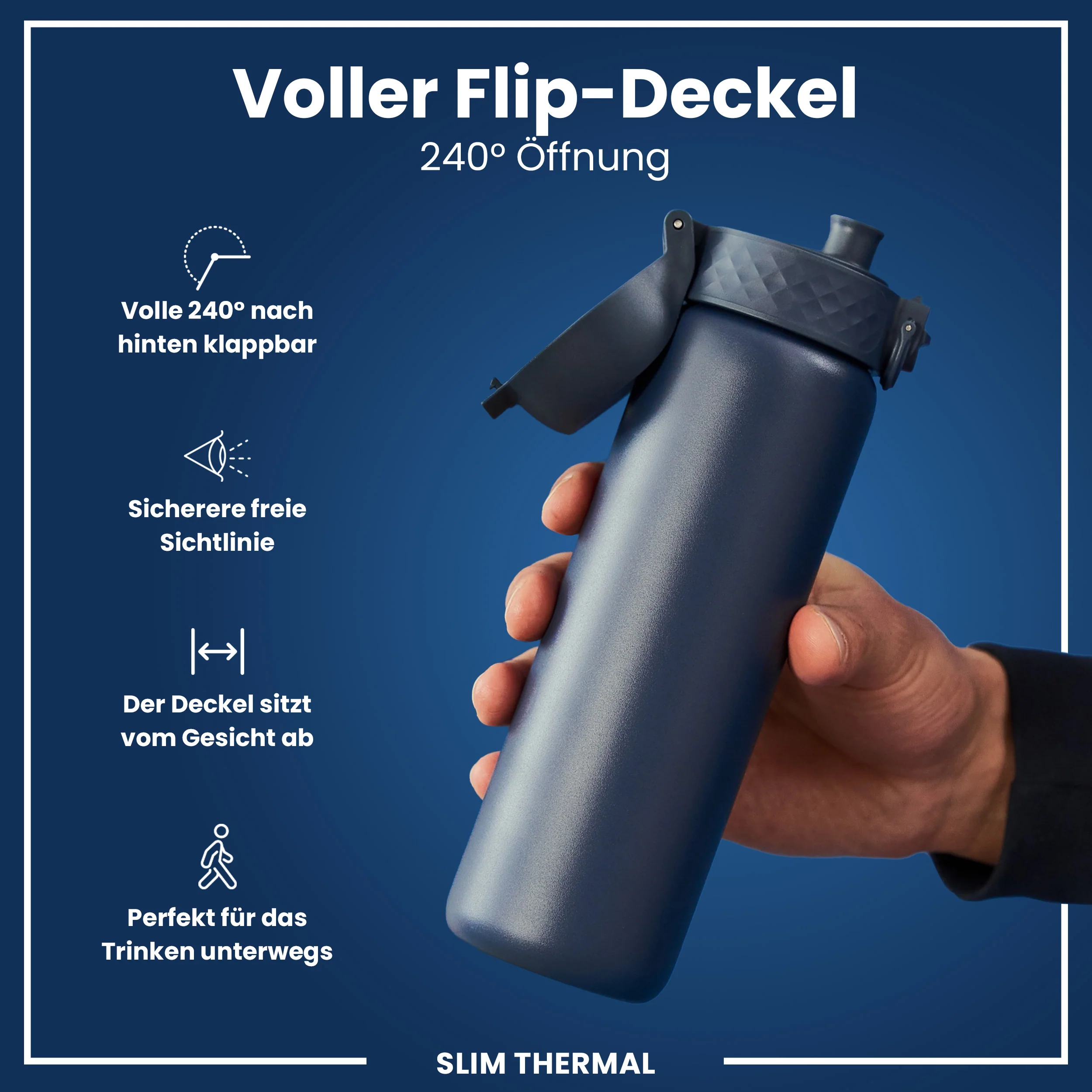 Isolierte Edelstahl-Trinkflasche, Aschemarine, 500 ml - Image 4