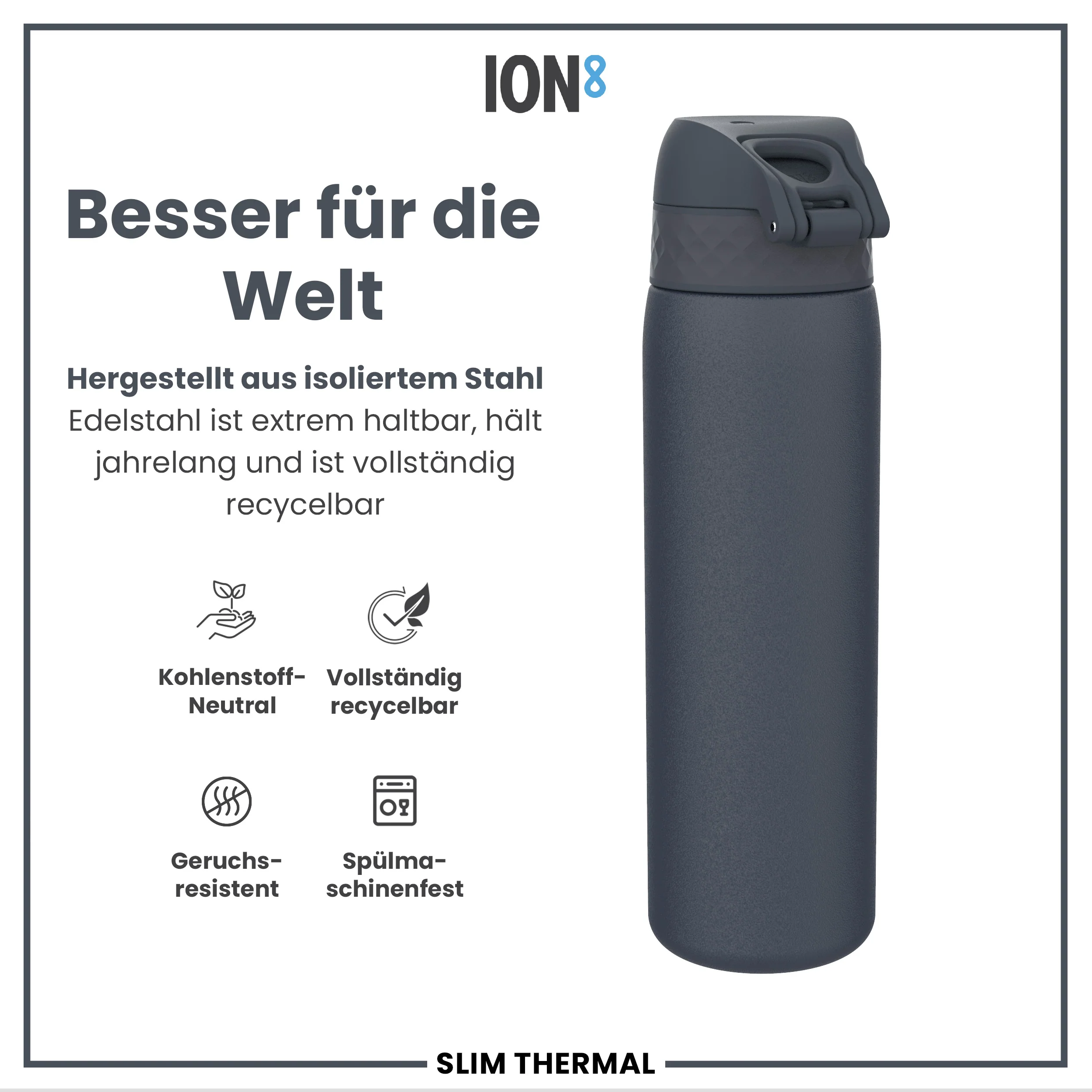 Isolierte Edelstahl-Trinkflasche, Aschemarine, 500 ml - Image 5