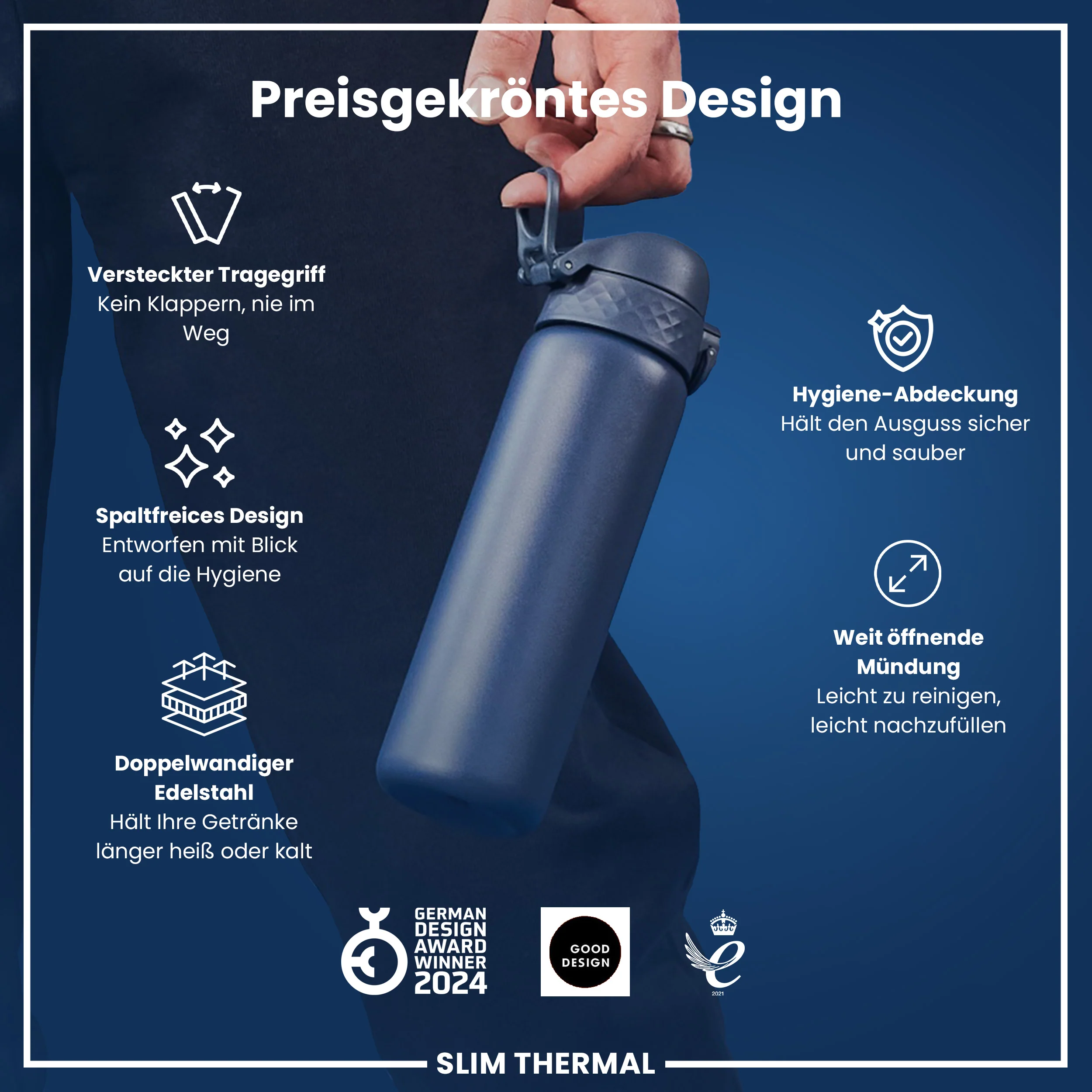 Isolierte Edelstahl-Trinkflasche, Aschemarine, 500 ml - Image 6