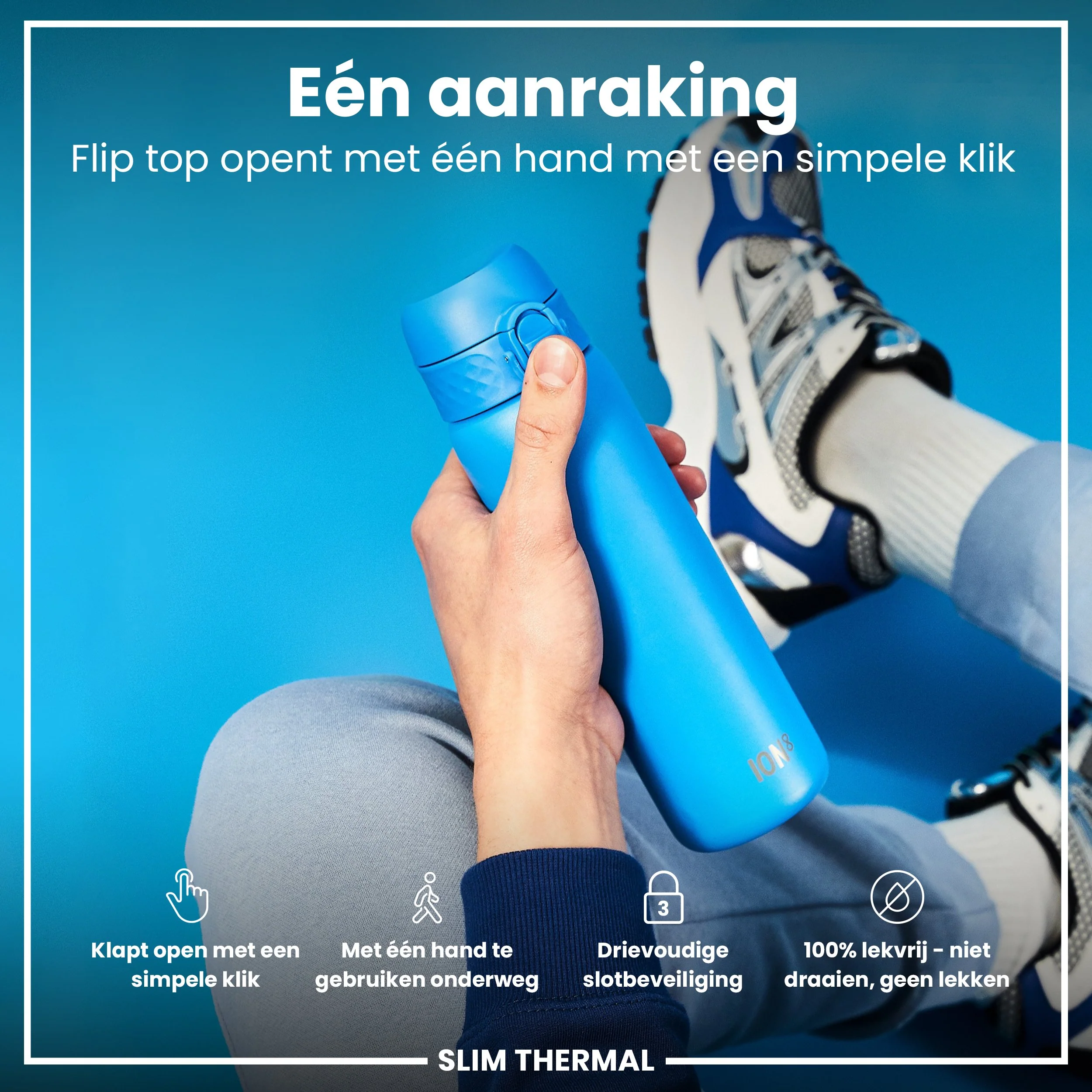 Isolierte Edelstahl-Trinkflasche, Blau, 500 ml - Image 3