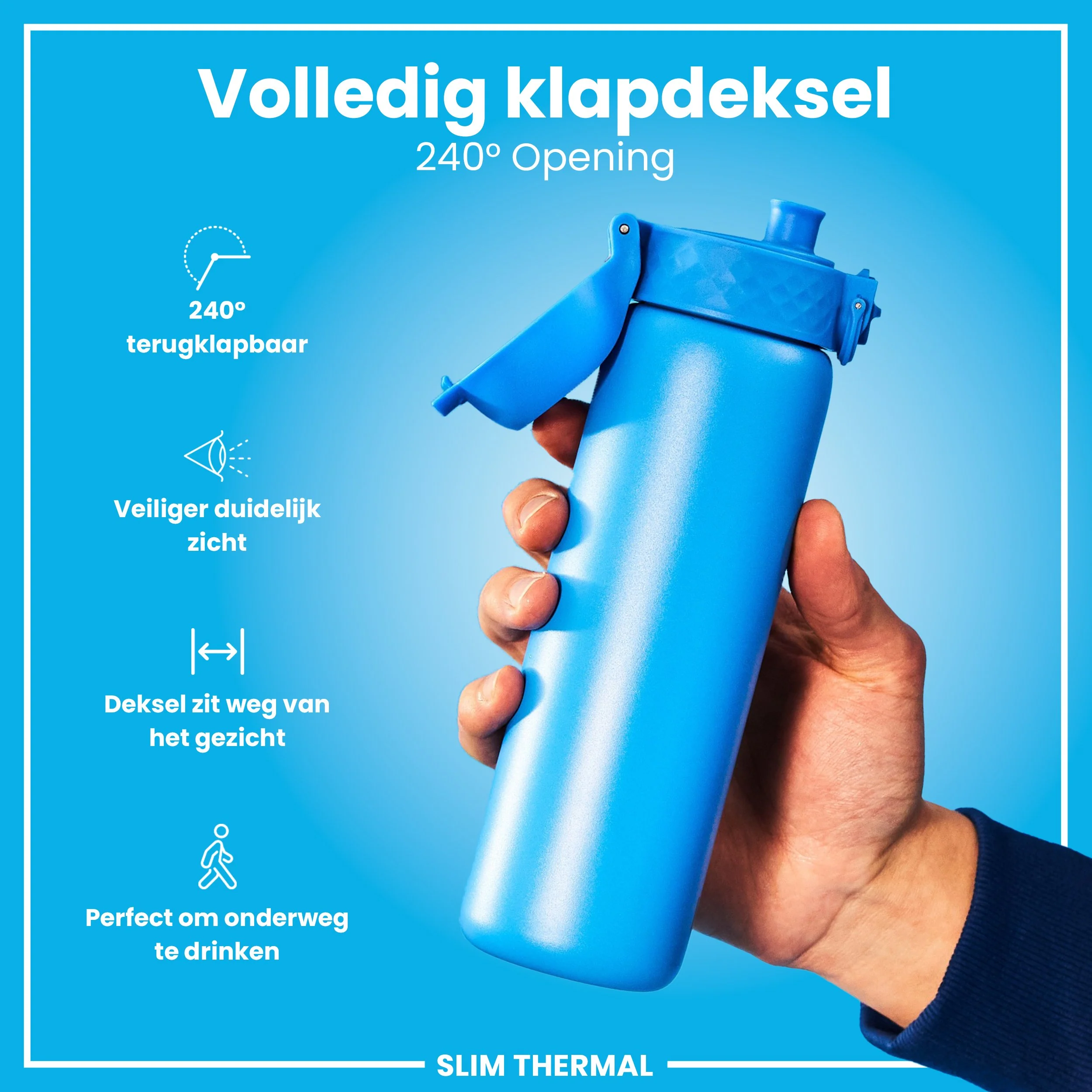 Isolierte Edelstahl-Trinkflasche, Blau, 500 ml - Image 4