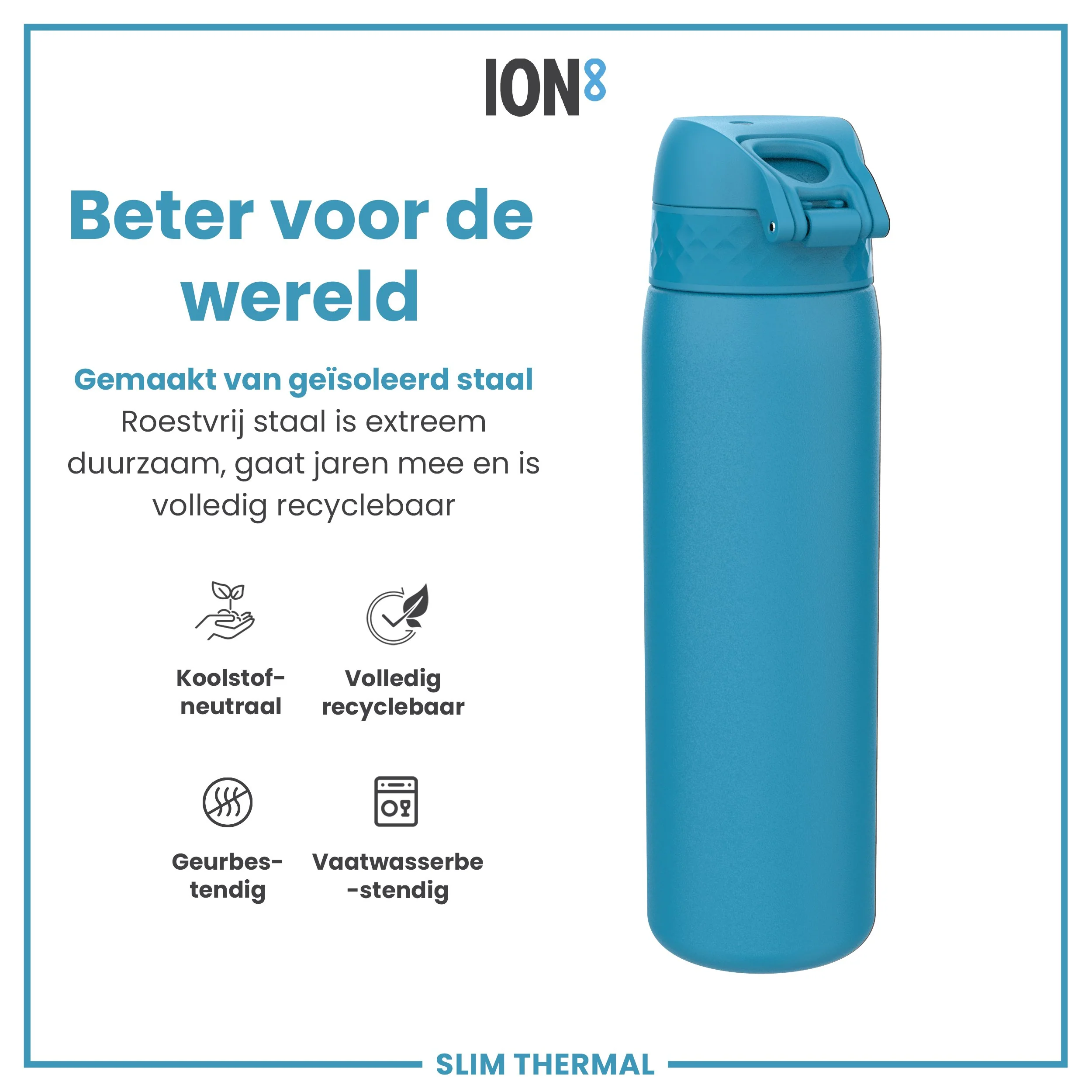 Isolierte Edelstahl-Trinkflasche, Blau, 500 ml - Image 5