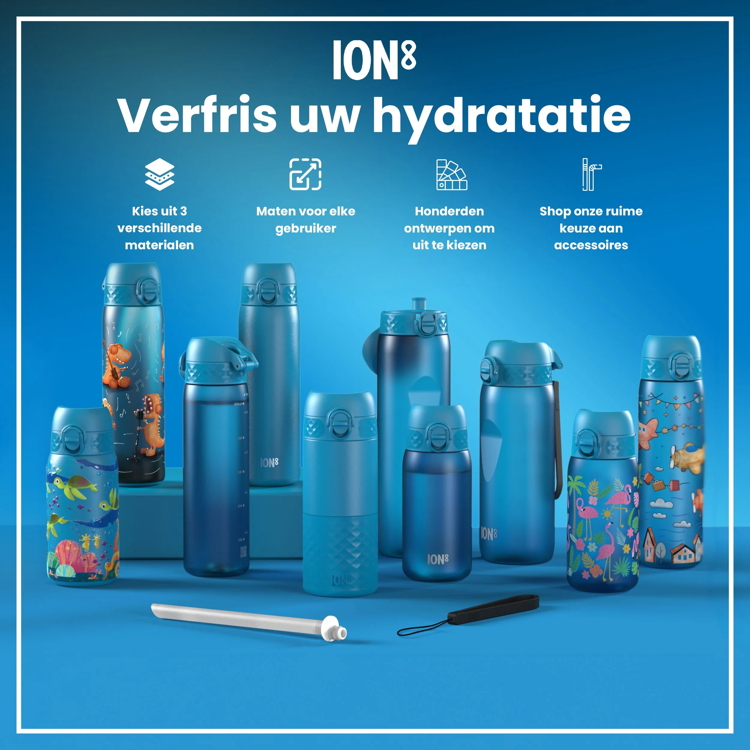 Isolierte Edelstahl-Trinkflasche, Blau, 500 ml - Image 7