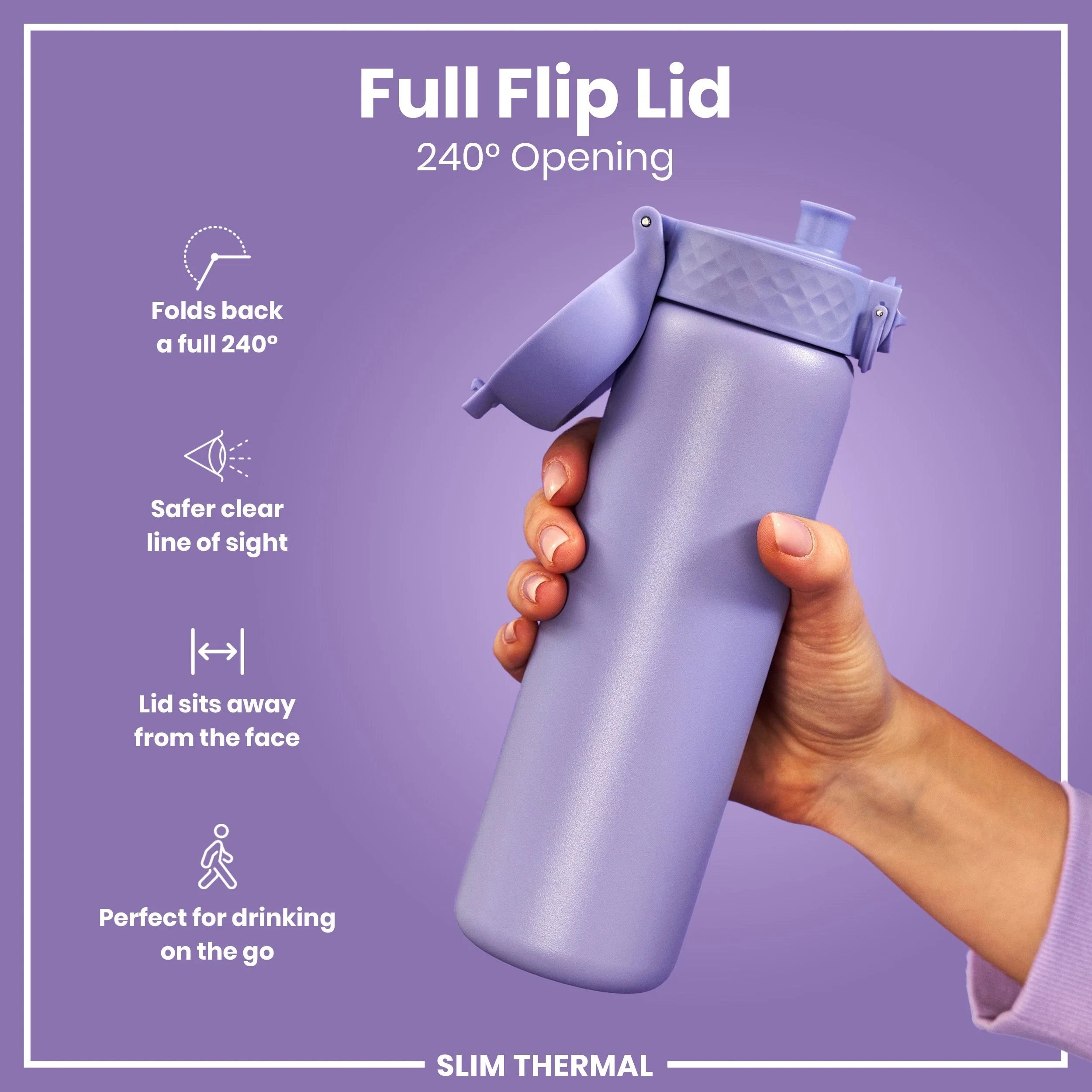 Isolierte Edelstahl-Trinkflasche, Hellviolett, 500 ml - Image 4