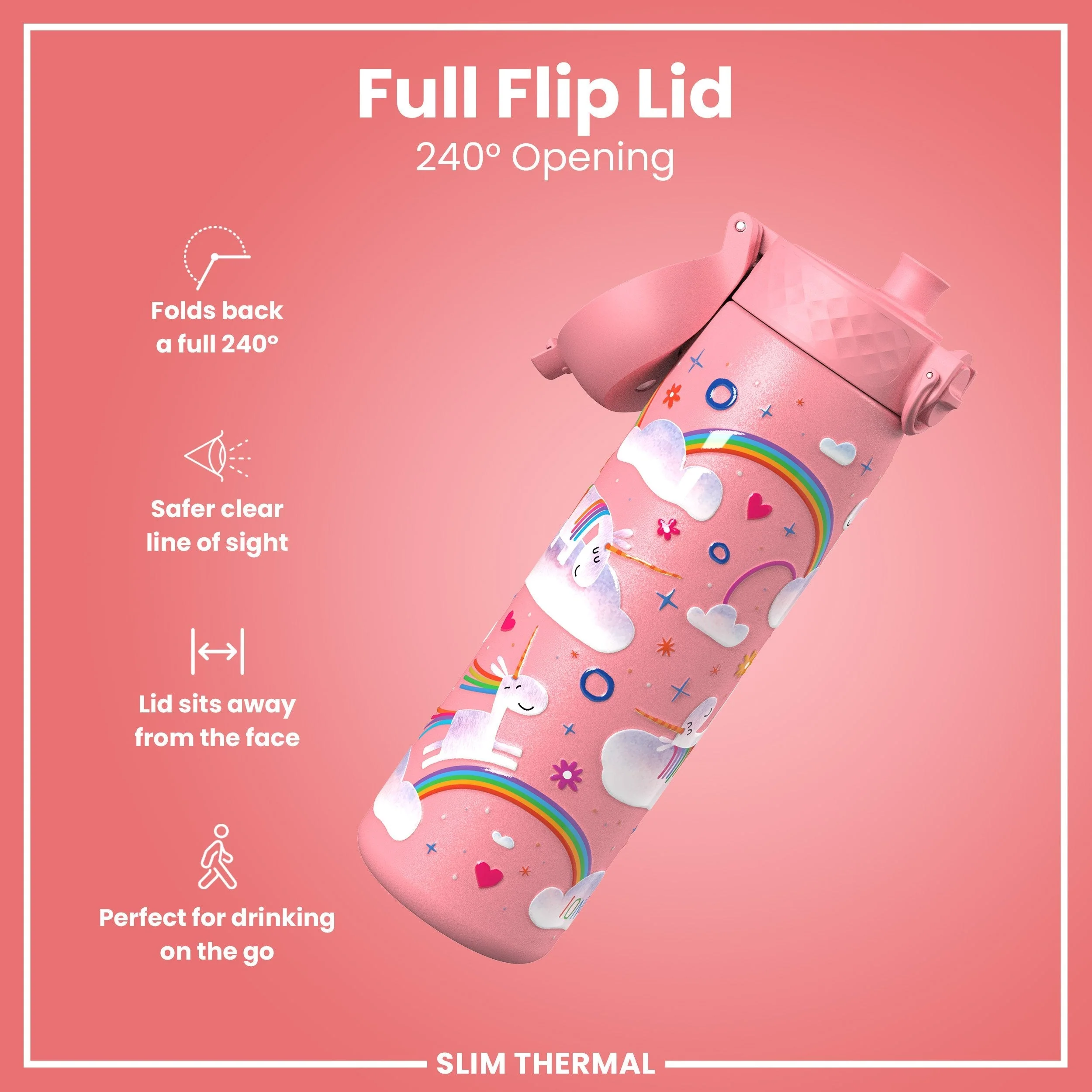 Isolierte Edelstahl-Trinkflasche, Einhorn-Design, 500 ml - Image 4