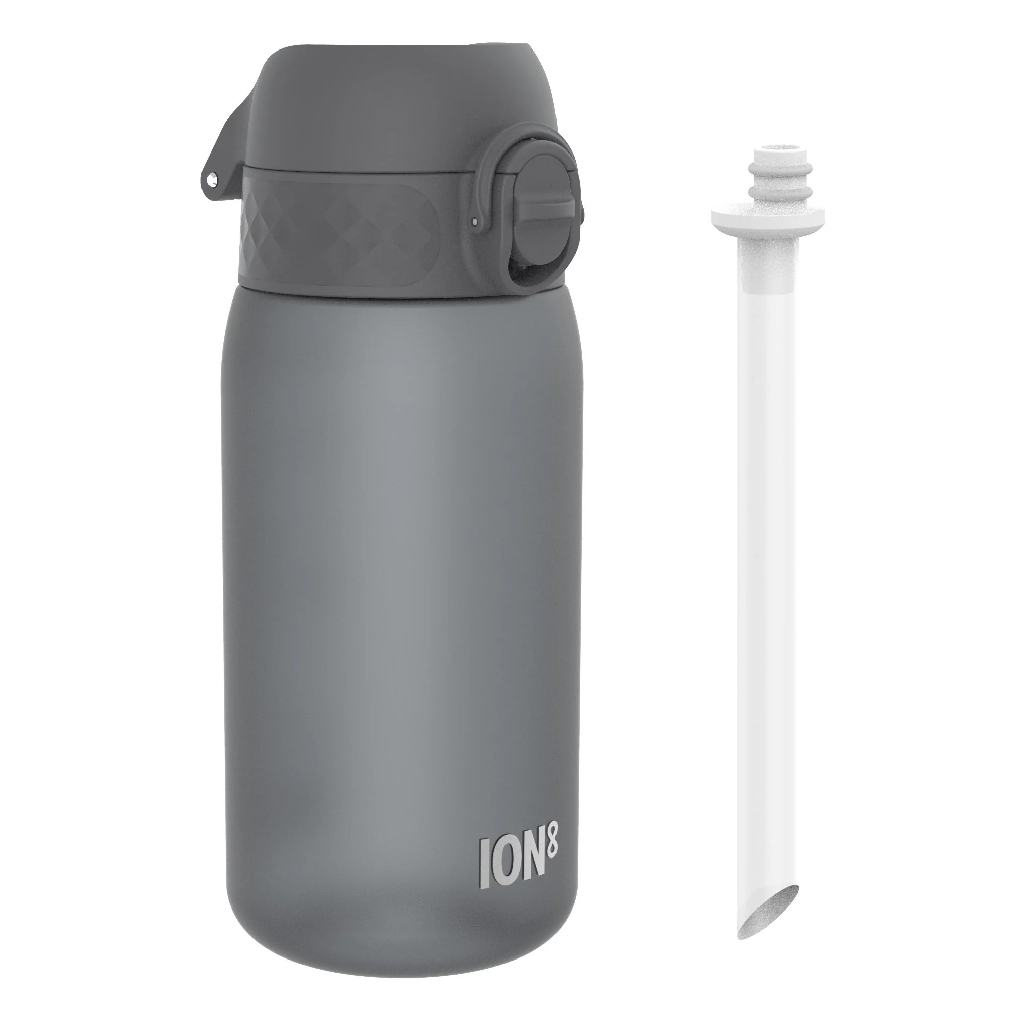 Recyclon Trinkflasche mit Strohhalm, Grau, 350 ml