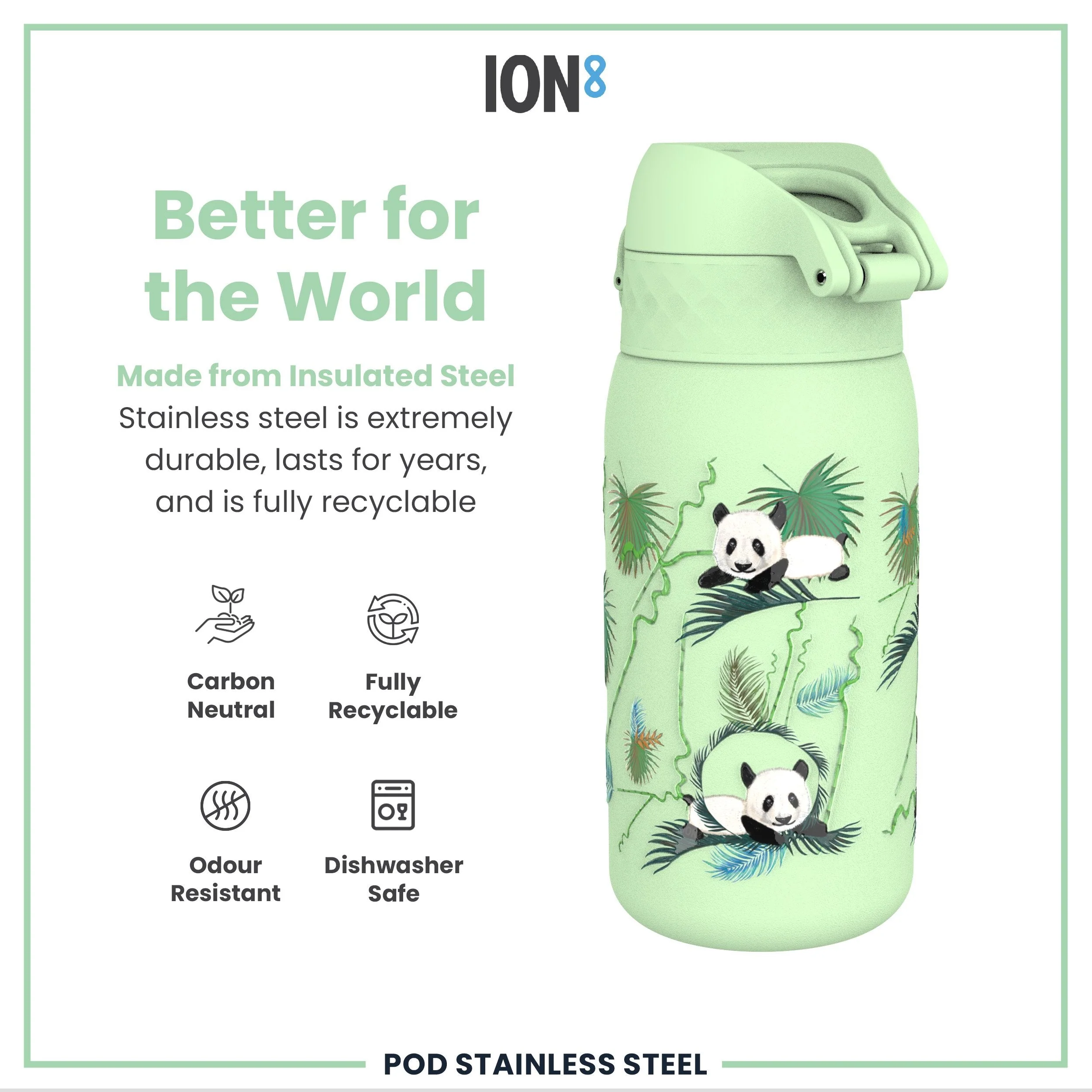 Isolierte Edelstahl-Trinkflasche, Panda, 320 ml - Image 5