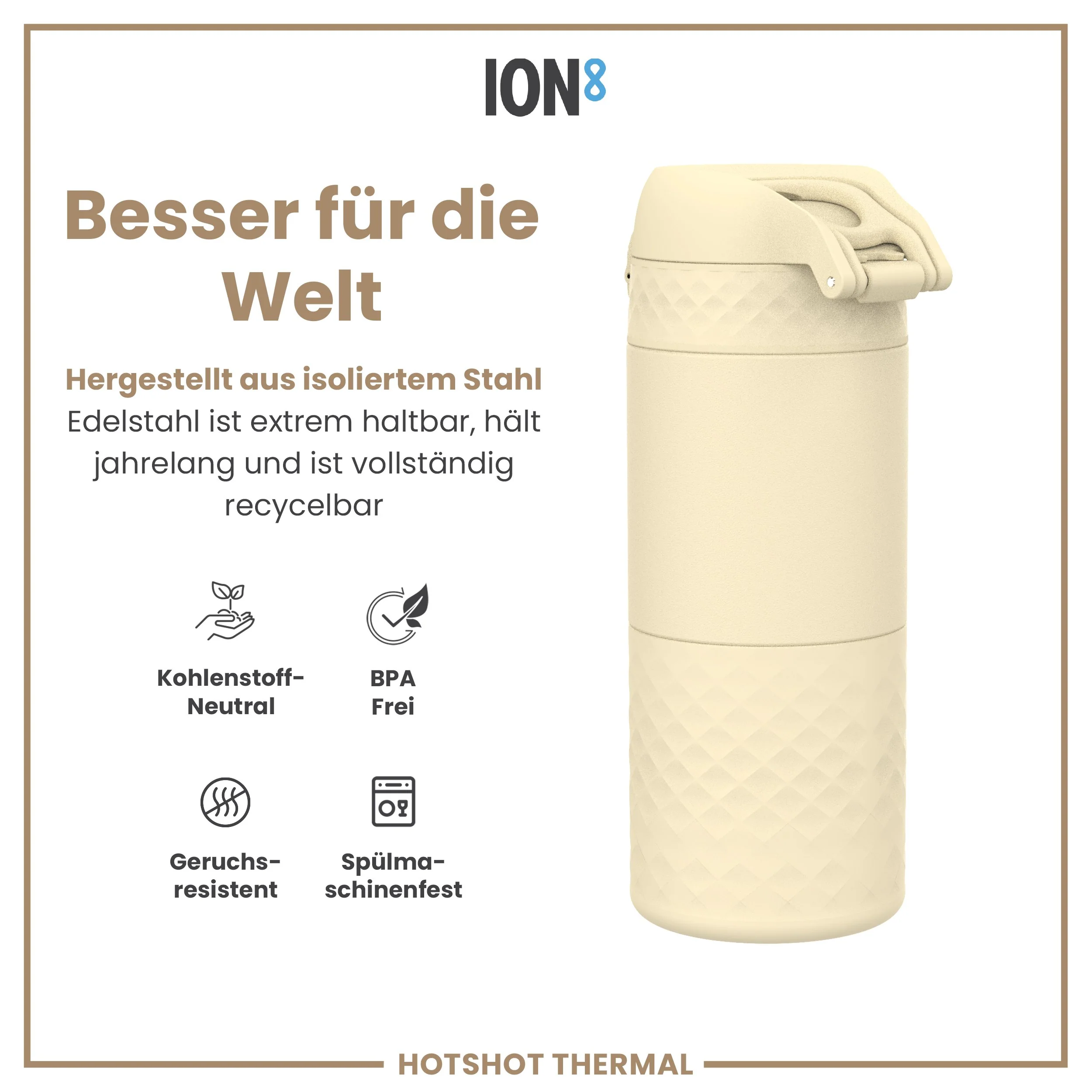 Edelstahl-Thermobecher für unterwegs, Tuberose, 360 ml - Image 5