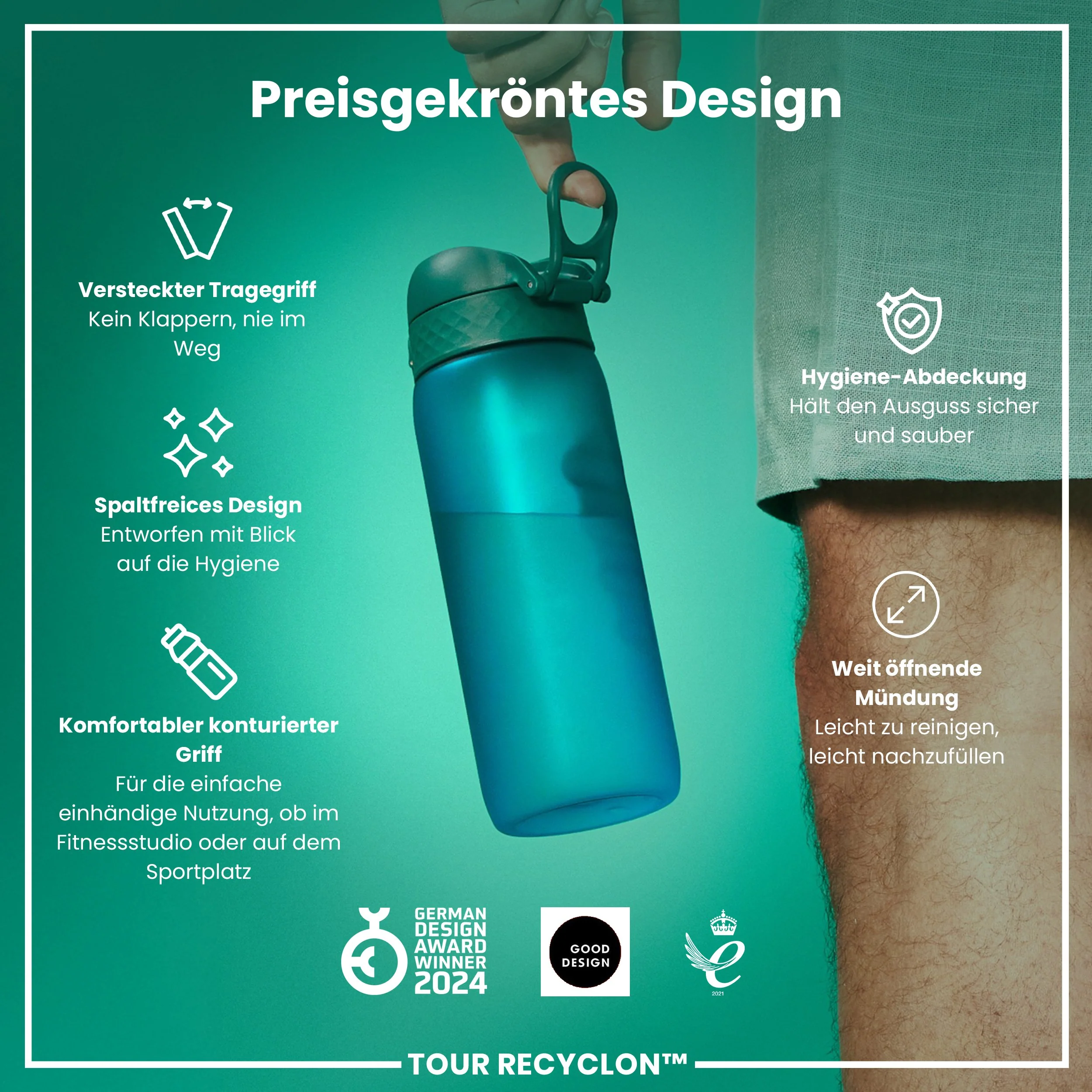 Recyclon-Trinkflasche, Aqua, 750ml - Image 6
