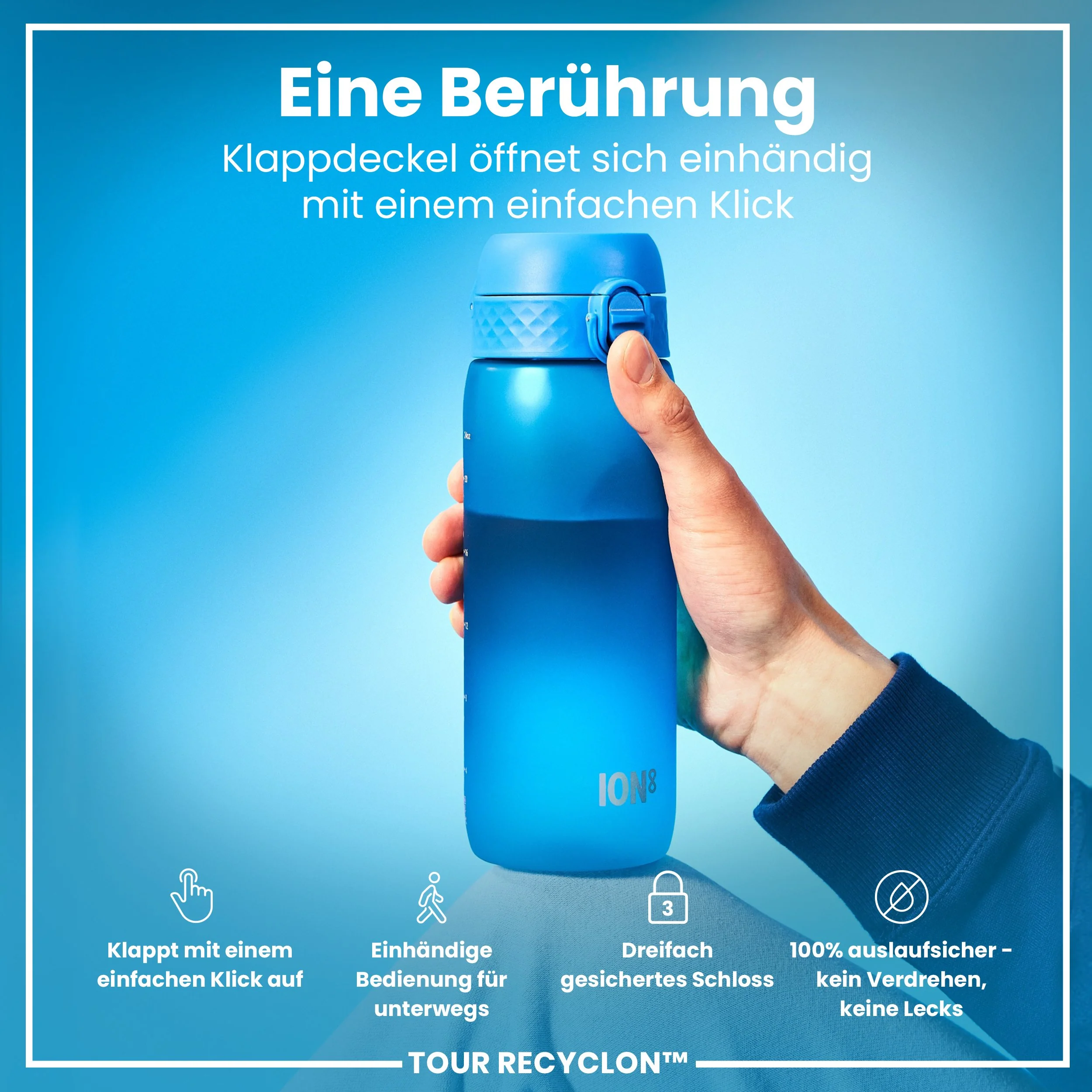 Recyclon-Trinkflasche, Blau, 750ml - Image 3